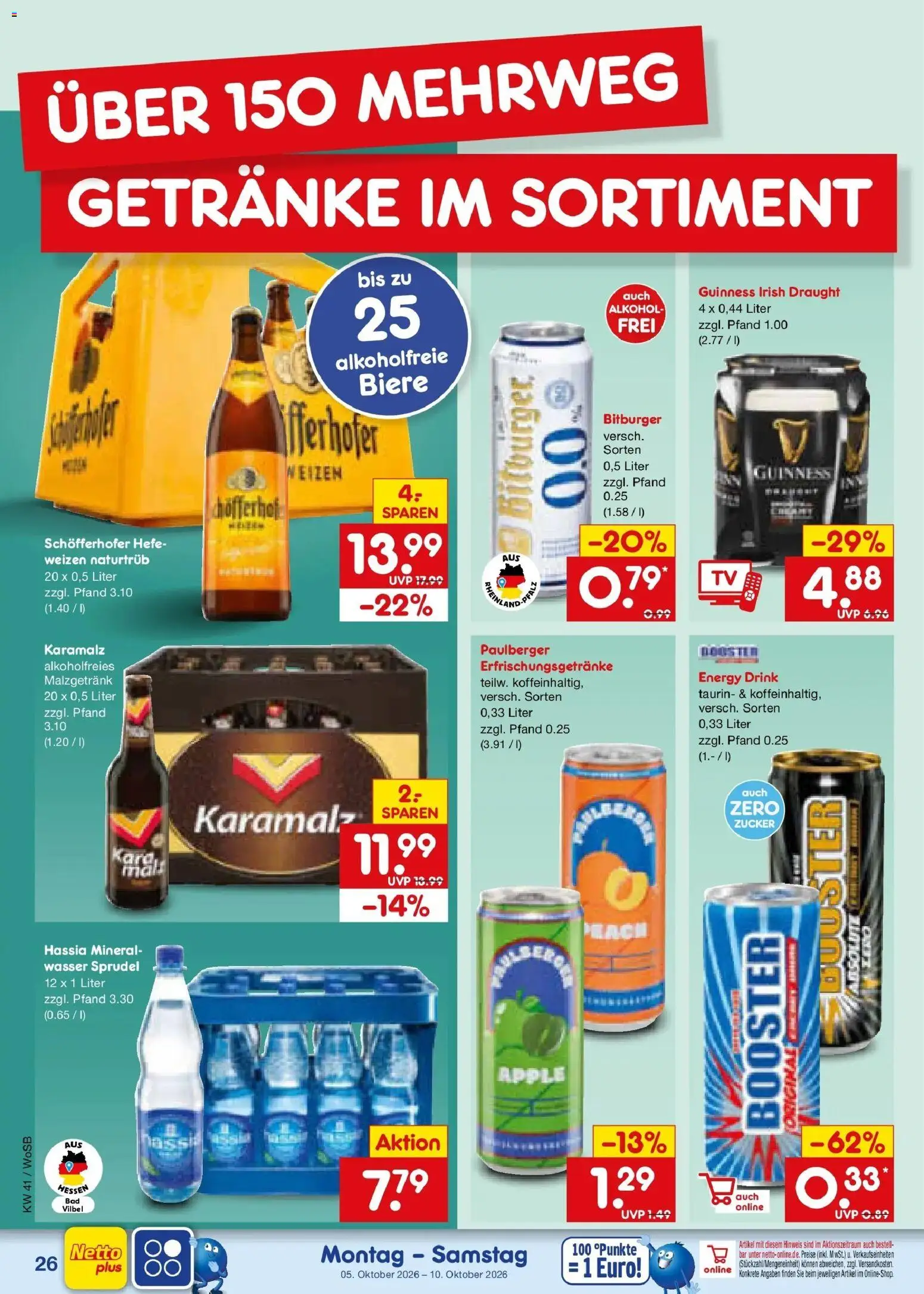 Netto Marken-Discount Prospekt Ludwigshafen-Edigheim (ab 05.10.2026) » Angebote | Seite: 30 | Produkte: Bitburger, Wasser, Alkohol, TV