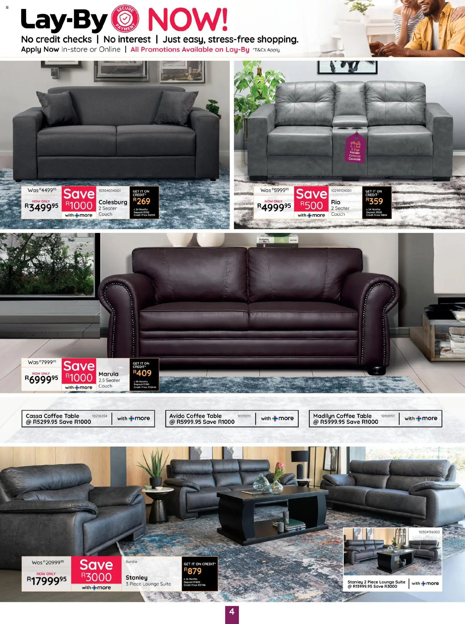 New Bradlows catalogue – valid from 16.04.2026 | Page: 4 | Products: Couch, Coffee table, Table, Lounge suite
