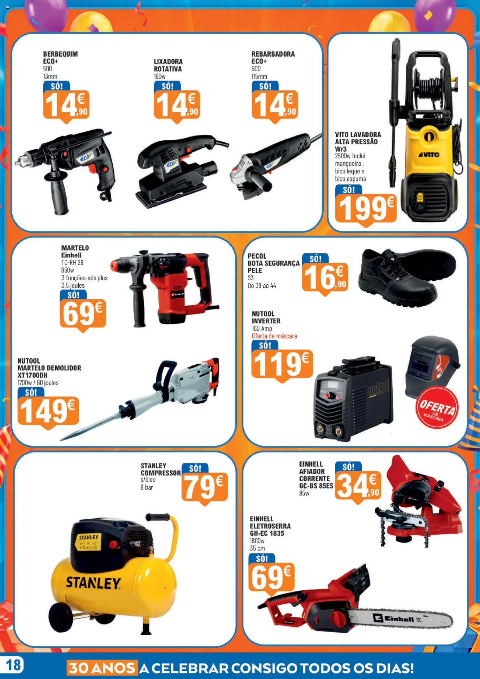 E.Leclerc folheto Aniversário Bazar Lamego │ válido de 15/10/2026 | Página: 18 | Produtos: Lavadora alta pressão, Mangueira, Martelo, Compressor