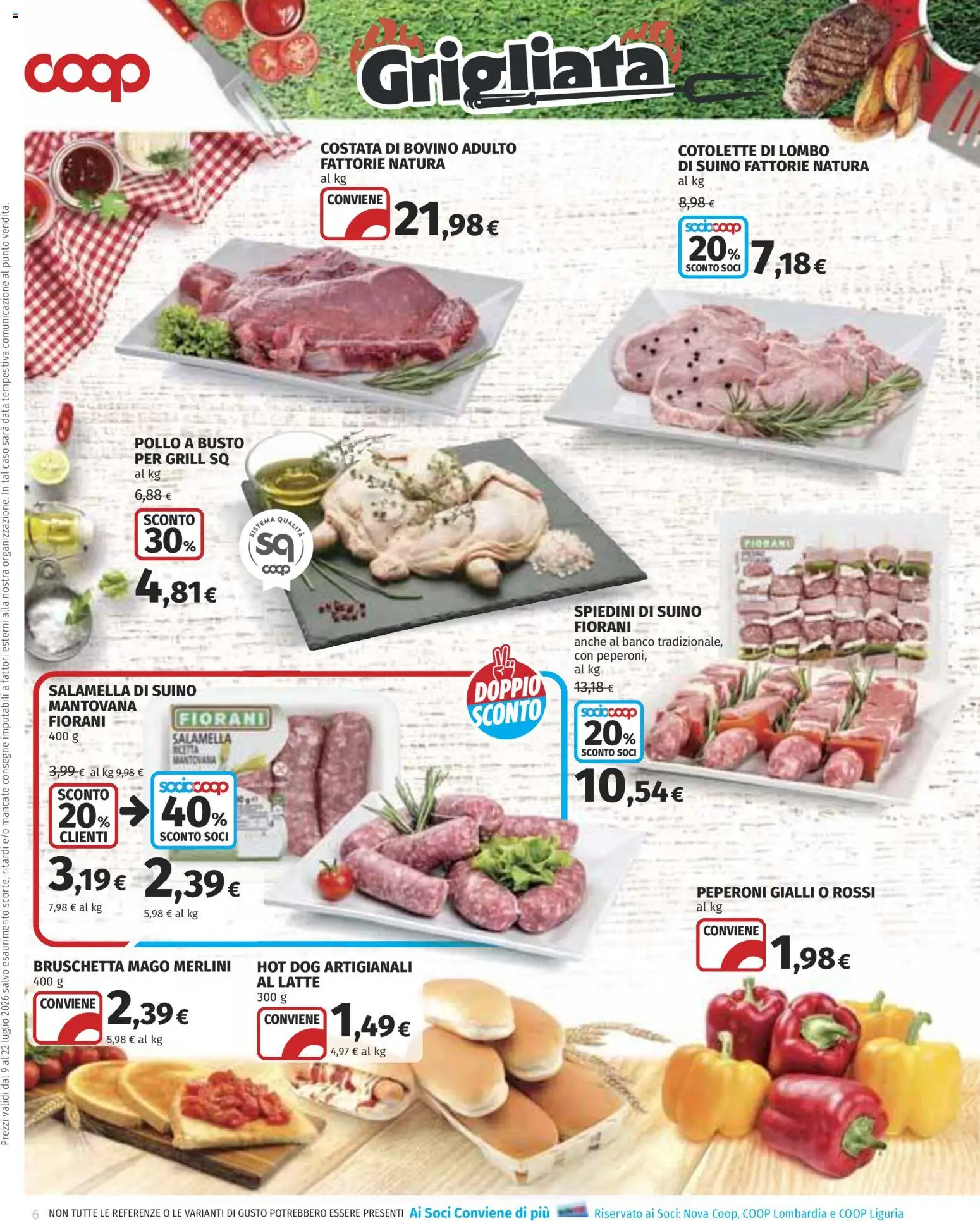 Volantino COOP del 09/07/2026 | Pagina: 6 | Prodotti: Pollo, Peperoni, Latte, Data