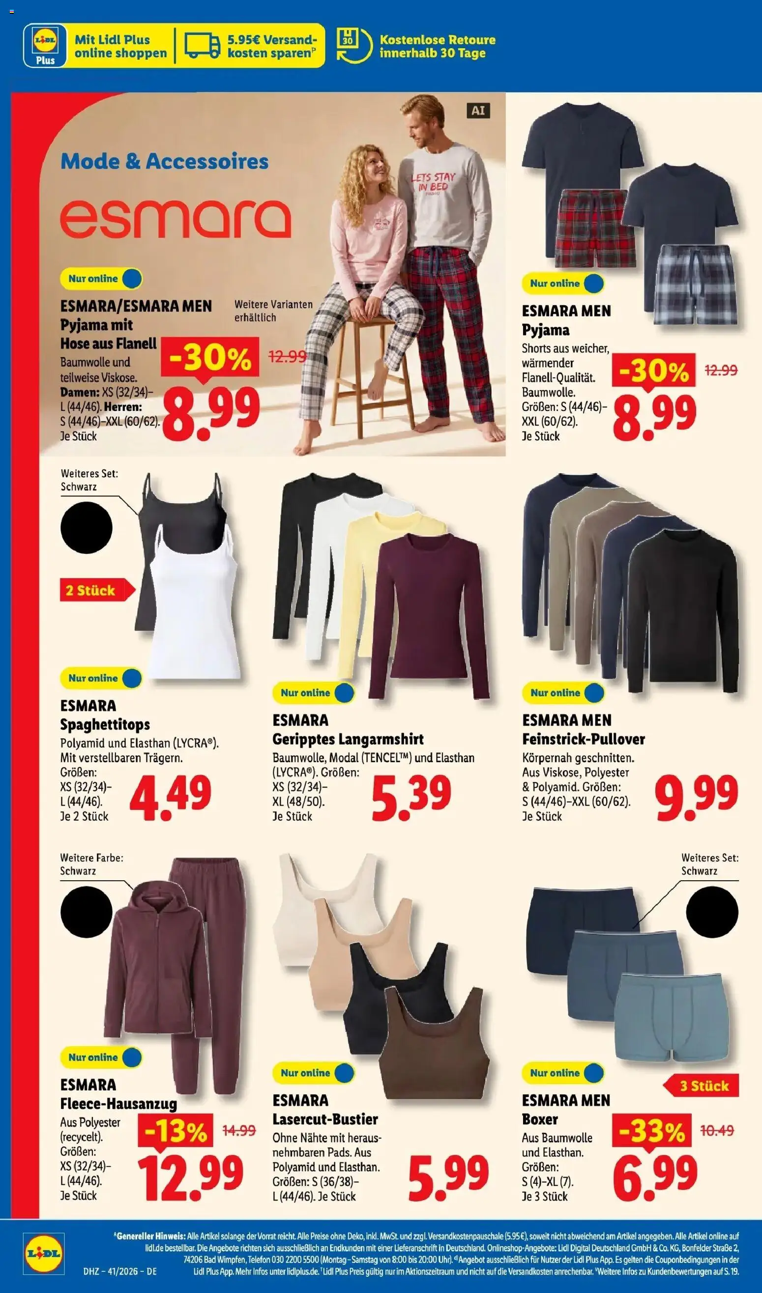 Lidl Prospekt Weikersheim (ab 05.10.2026) zum Blättern » Angebote | Seite: 8 | Produkte: Langarmshirt, Pyjama, Boxer, Telefon
