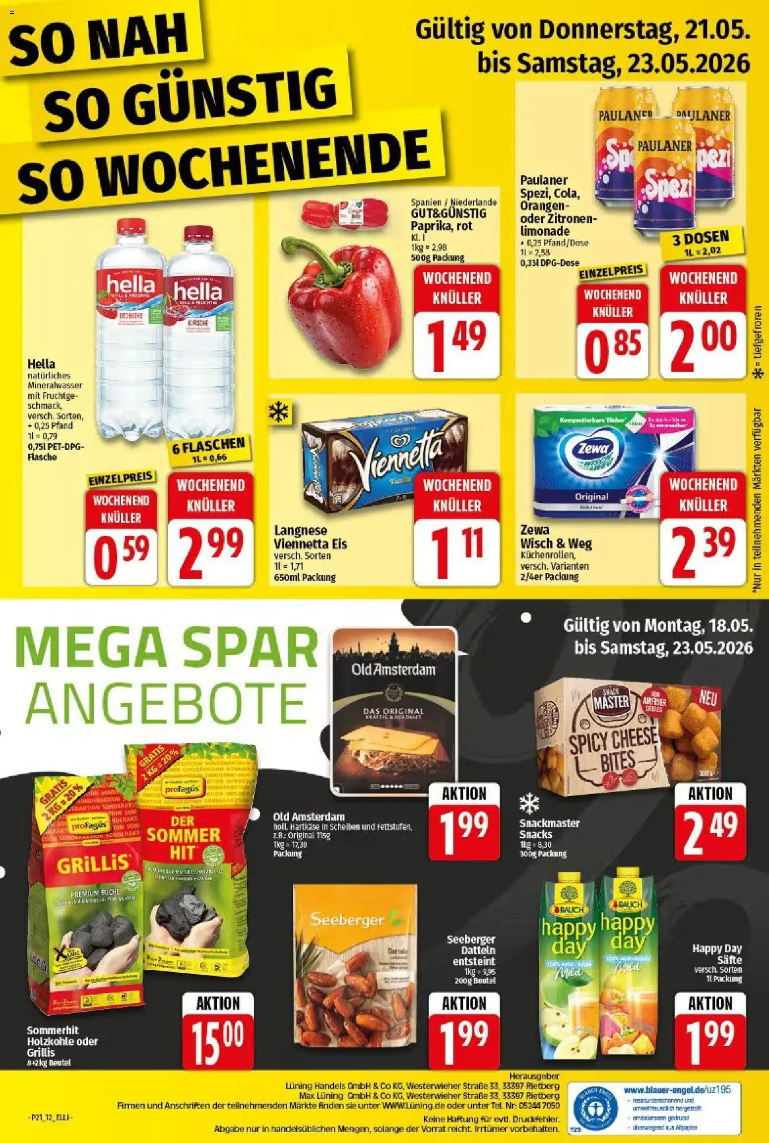 Elli Markt Prospekt Gütersloh – gültig ab 18.05.2026 | Seite: 12 | Produkte: Orangen, Limonade, Mineralwasser, Hella