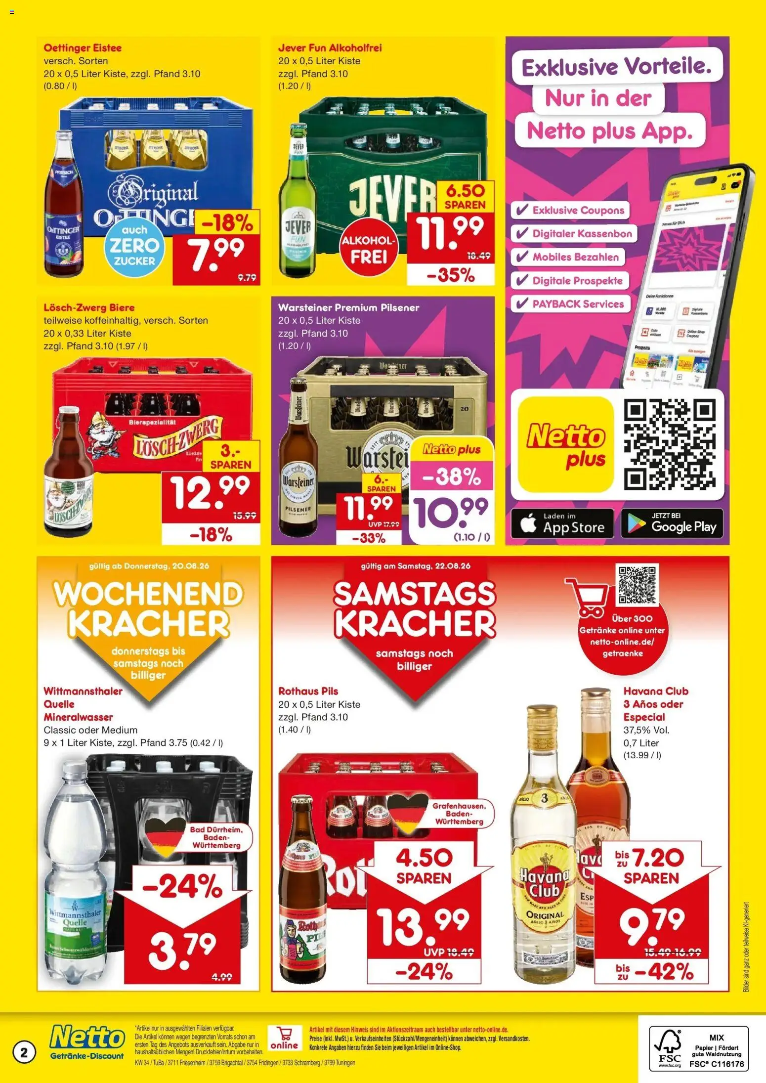Netto Marken-Discount Prospekt Friesenheim – gültig ab 17.08.2026 | Seite: 2 | Produkte: Havana club, Mineralwasser, Bilder, Alkohol
