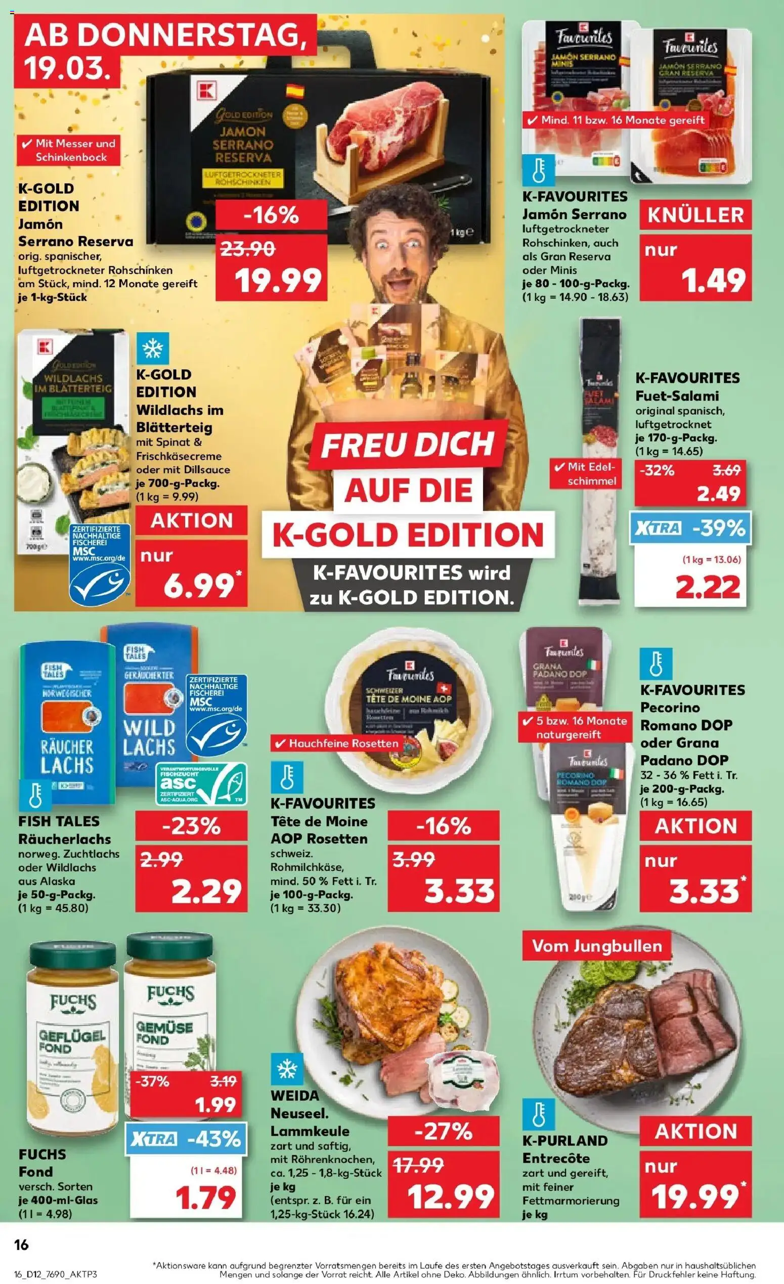 Kaufland Prospekt Unterschleißheim	 – gültig ab 16.03.2026 | Seite: 28 | Produkte: Räucherlachs, Gemüse, Salami, Steak