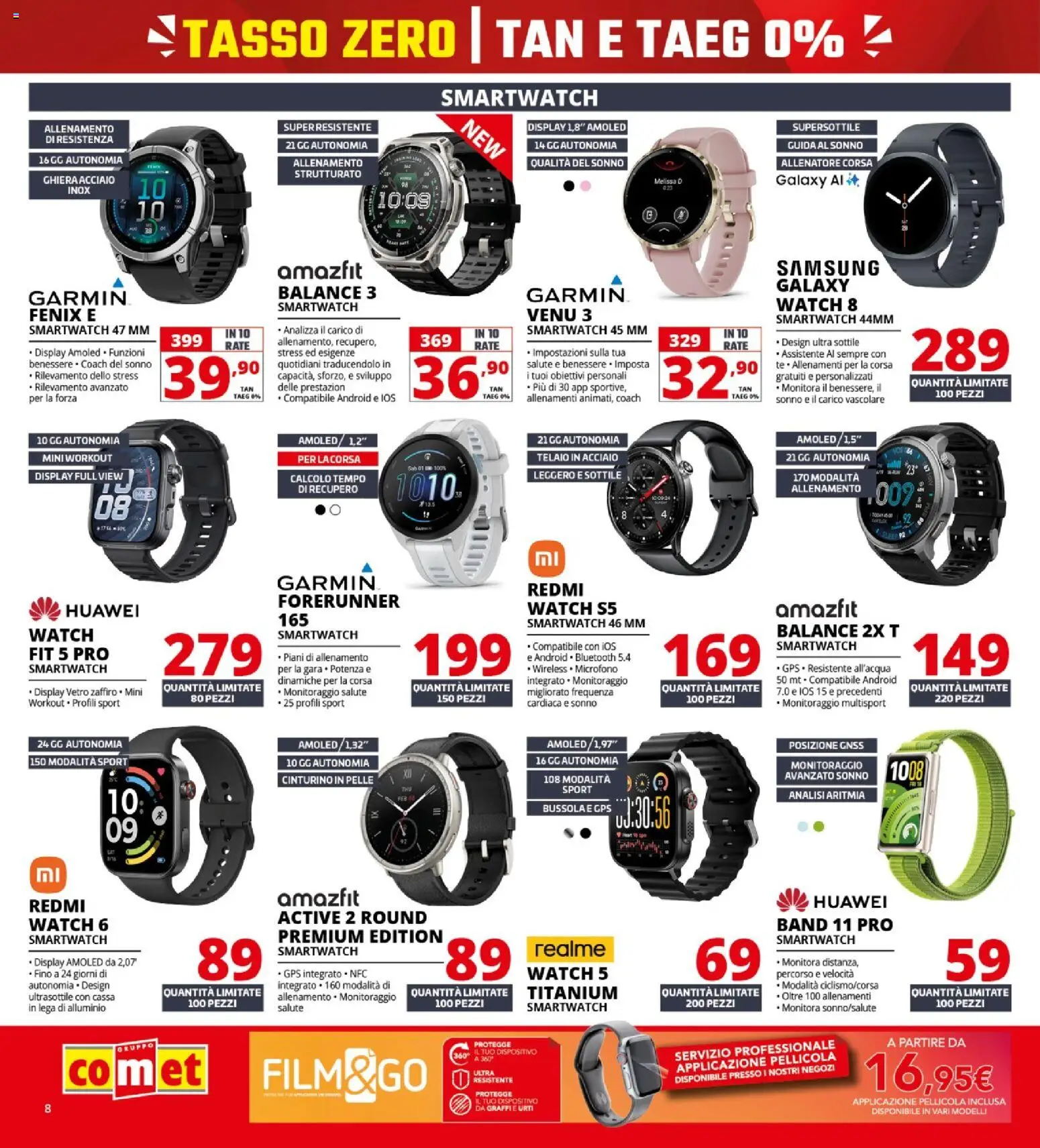 Volantino Comet del 16/07/2026 | Pagina: 8 | Prodotti: Huawei, Pellicola, Alluminio, Smartwatch
