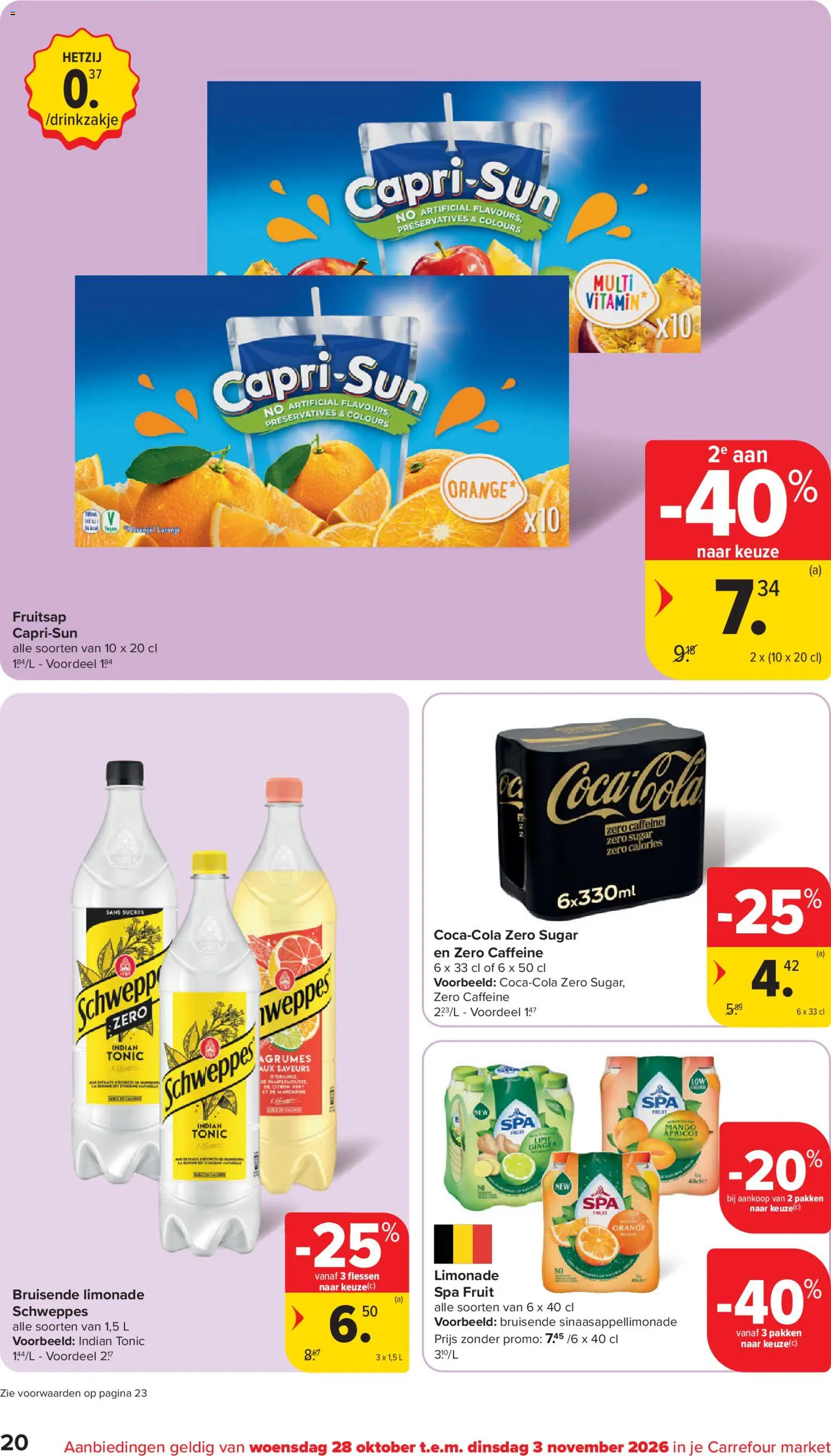 {H1} | Pagina: 20 | Producten: Coca-Cola Zero, Tonic, Capri-Sun, Mango