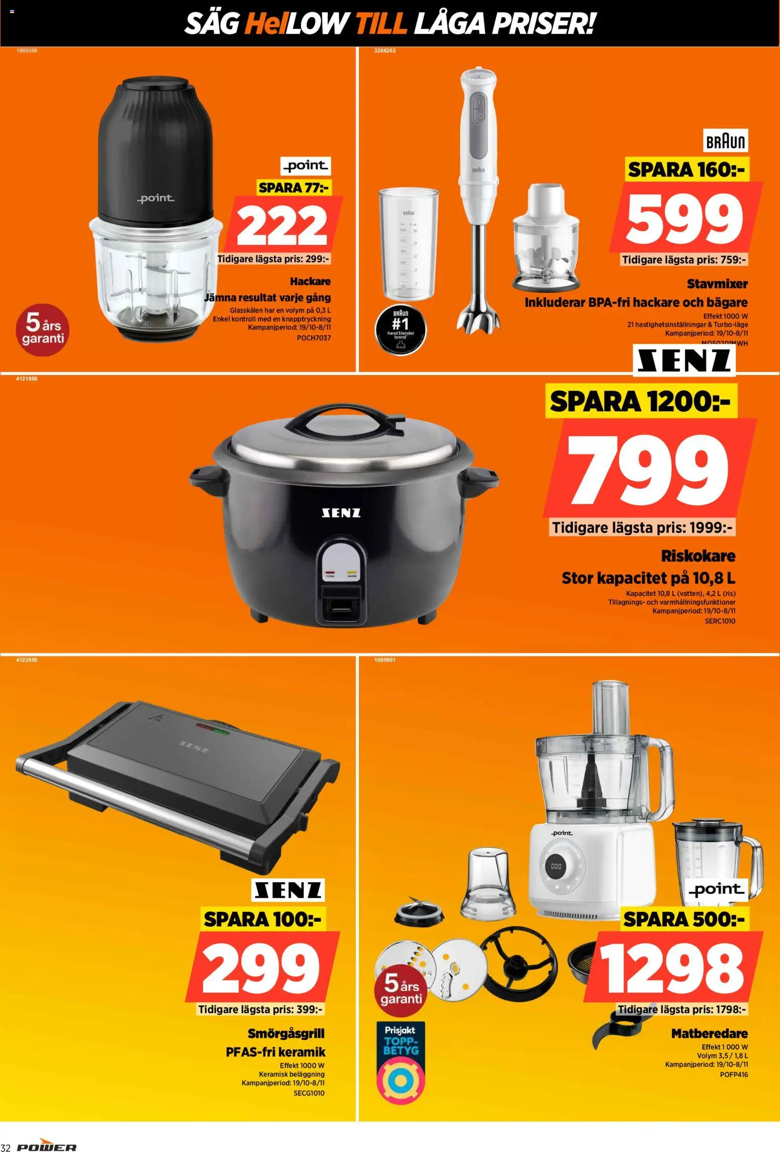 Power reklamblad aktuell från 26/10/2026 | Sida: 32 | Produkter: Smörgåsgrill, Såg, Matberedare, Riskokare