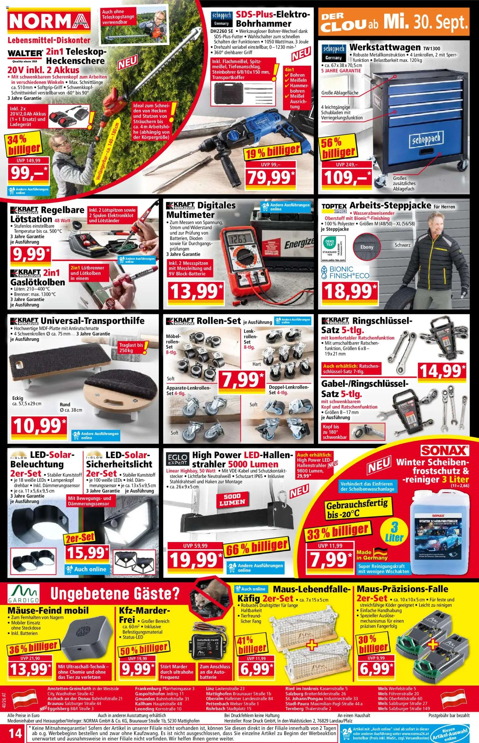 Norma Flugblatt gültig ab 28.09.2026 | Seite: 14 | Produkte: Steckdose, Batterie