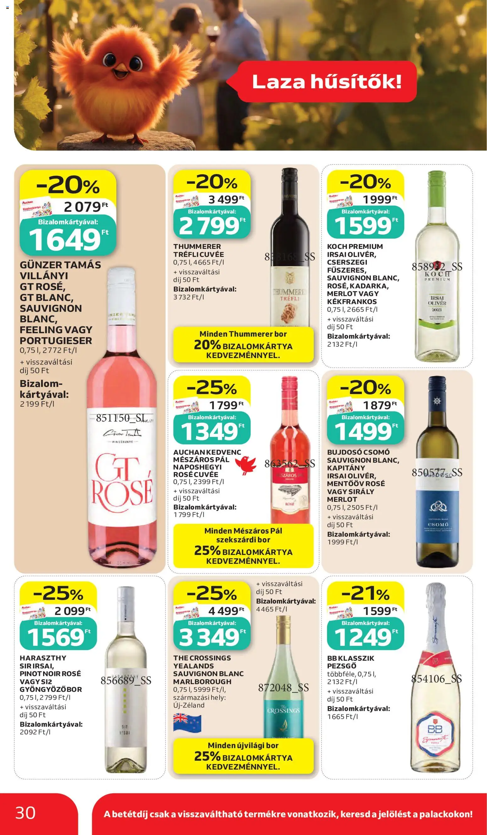 Auchan akciós ujság - amely érvényes a következő dátumtól: 28.05.2026 | Oldal: 30 | Termékek: Pezsgő, Gyöngyözőbor, Bor