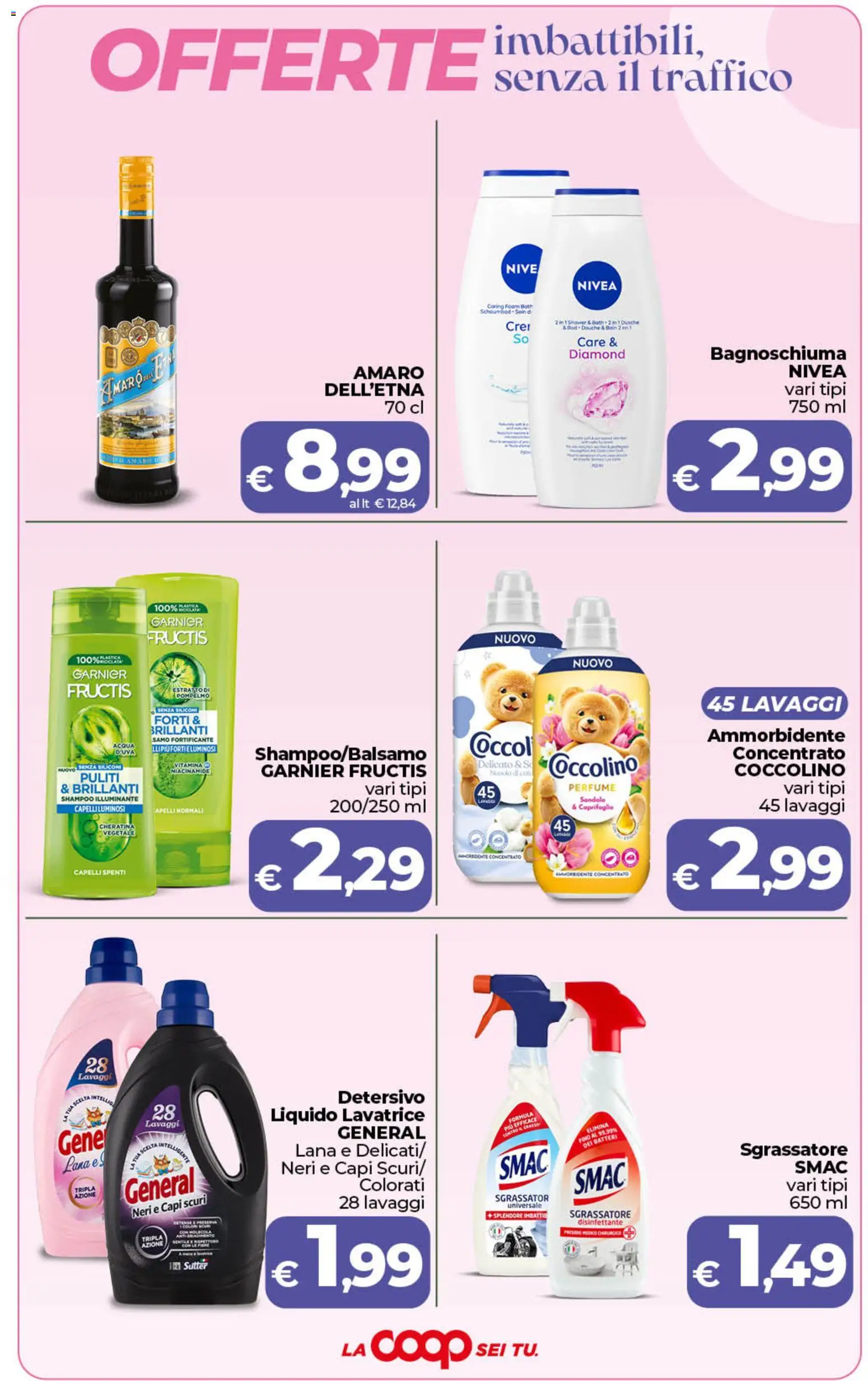 Volantino COOP del 19.05.2026 | Pagina: 4 | Prodotti: Bagnoschiuma, Ammorbidente, Lavatrice, Amaro