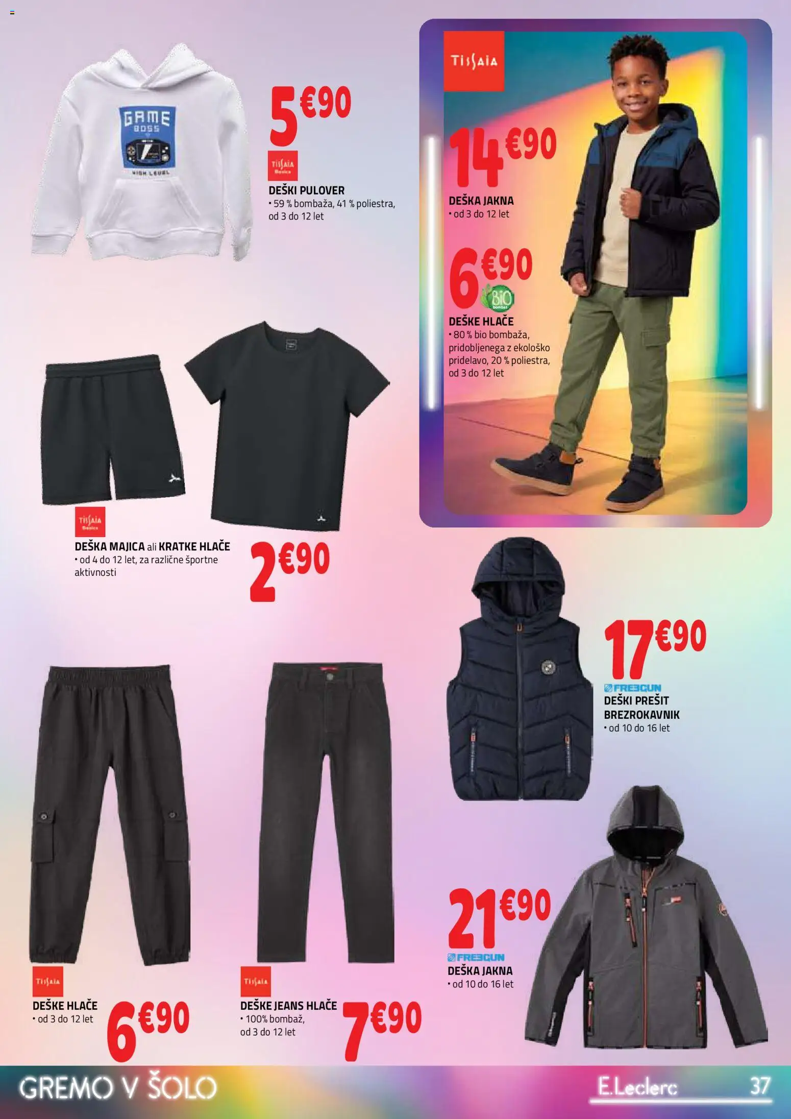Novi E.leclerc katalog ponudbe – veljaven od 19.08.2026 | Stran: 37 | Izdelki: Majica, Pulover, Jakna, Kratke hlace
