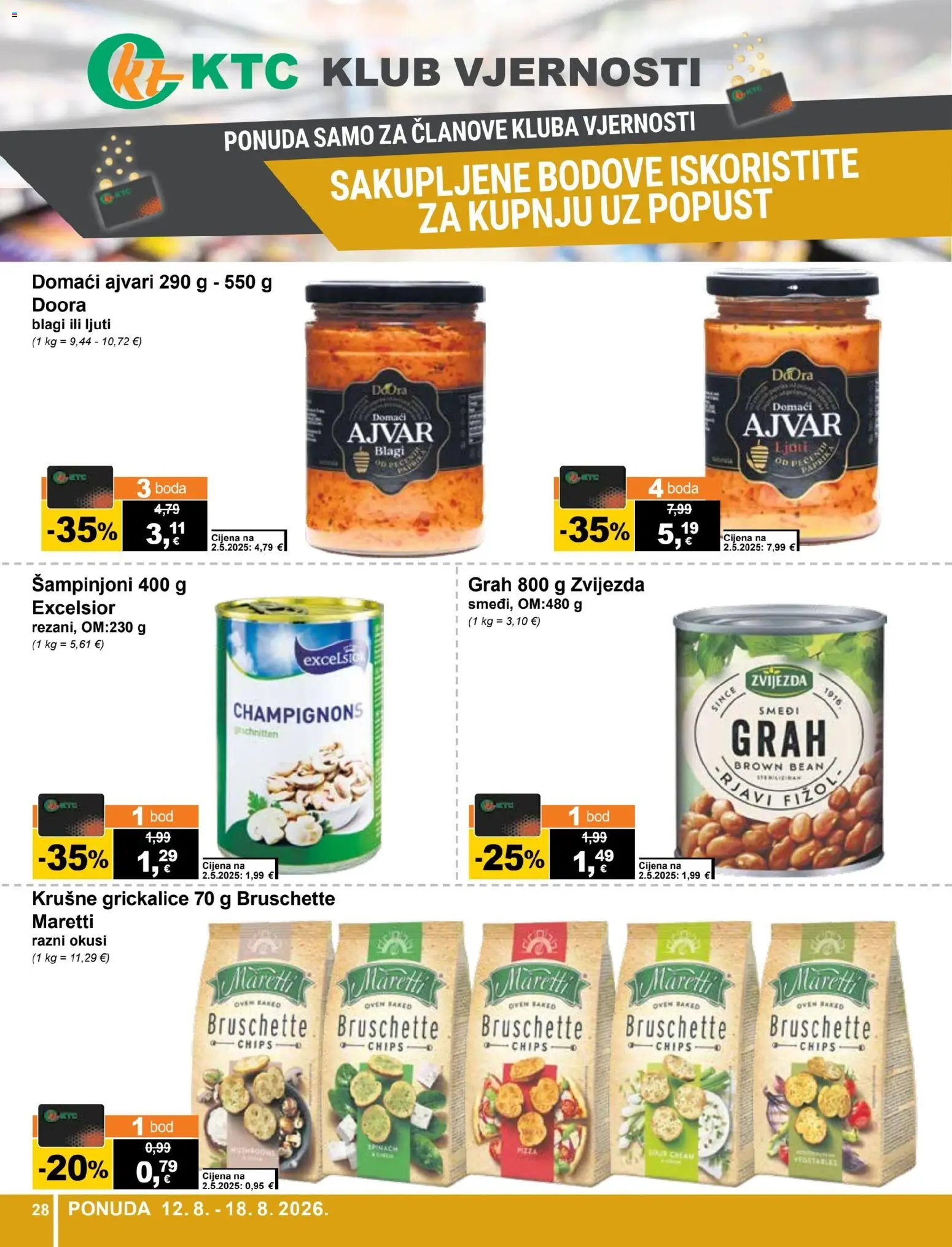 KTC katalog | vrijedi od 12.08.2026 | Stranica: 28 | Proizvodi: Chips, Grah, Pizza, Ajvar