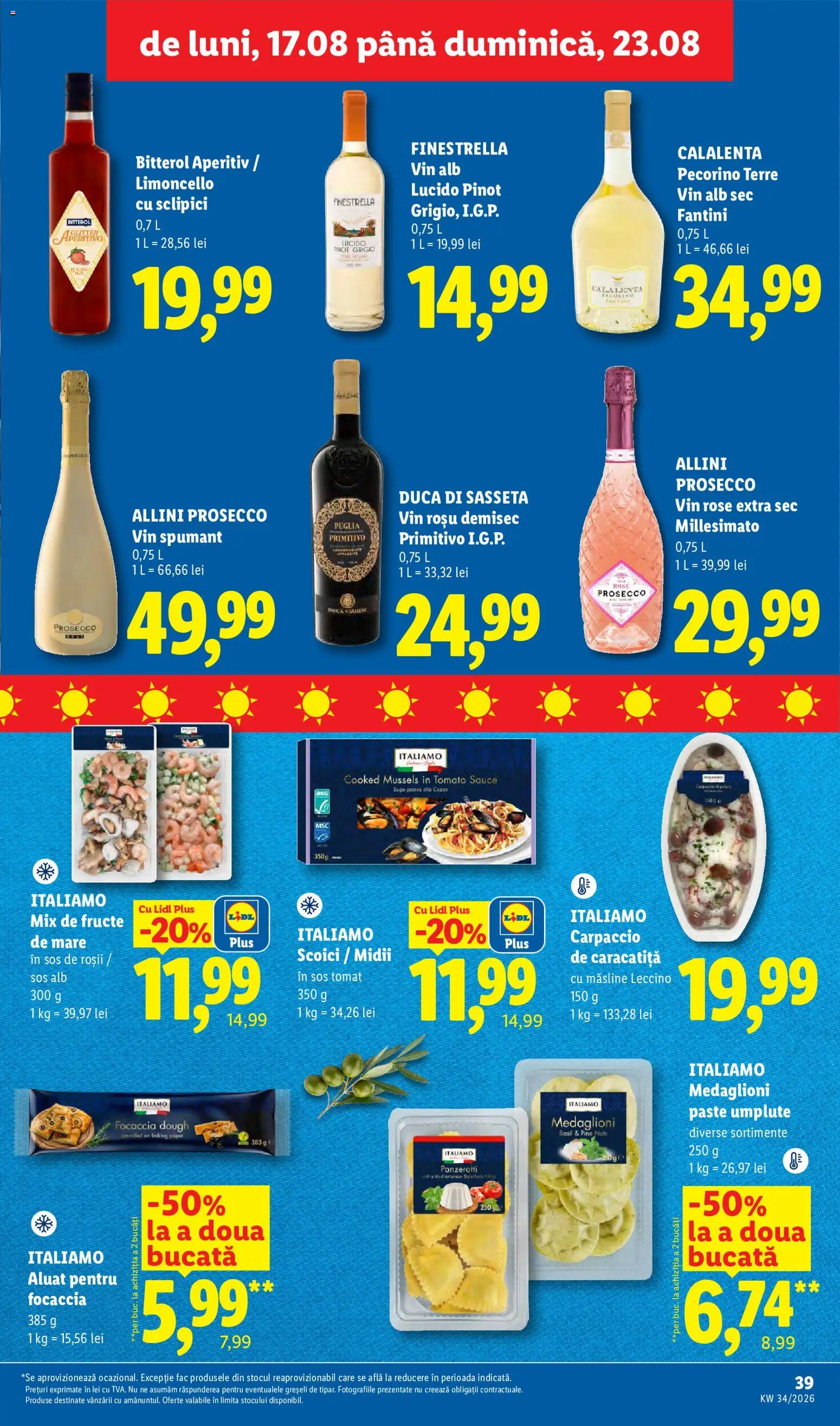 Noul catalog Lidl – valabil de la 17.08.2026 | Pagină: 39 | Produse: Vin rose, Vin, Italiamo, Fructe De Mare