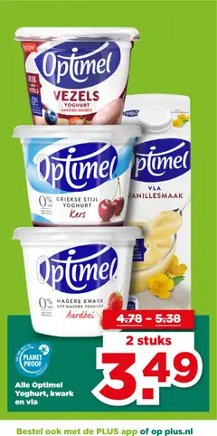 Optimel Vezels Yoghurt Aardbei Bosbes, Yoghurt with strawberry and blueberry flavor, rich in fiber. - Voorbeeld van een folder van Plus, geldig van 13.05.2026 | Pagina: 48