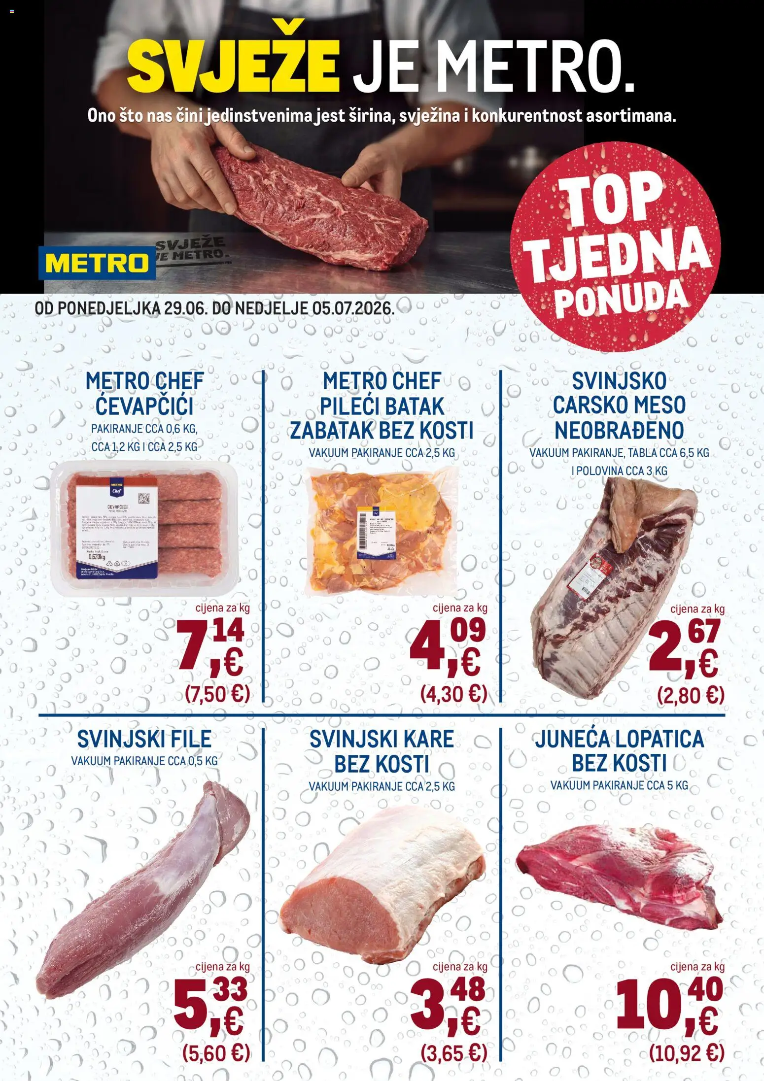 Metro katalog | vrijedi od 29.06.2026 | Stranica: 4 | Proizvodi: Carsko meso, Svinjski kare, Meso, Ćevapčići
