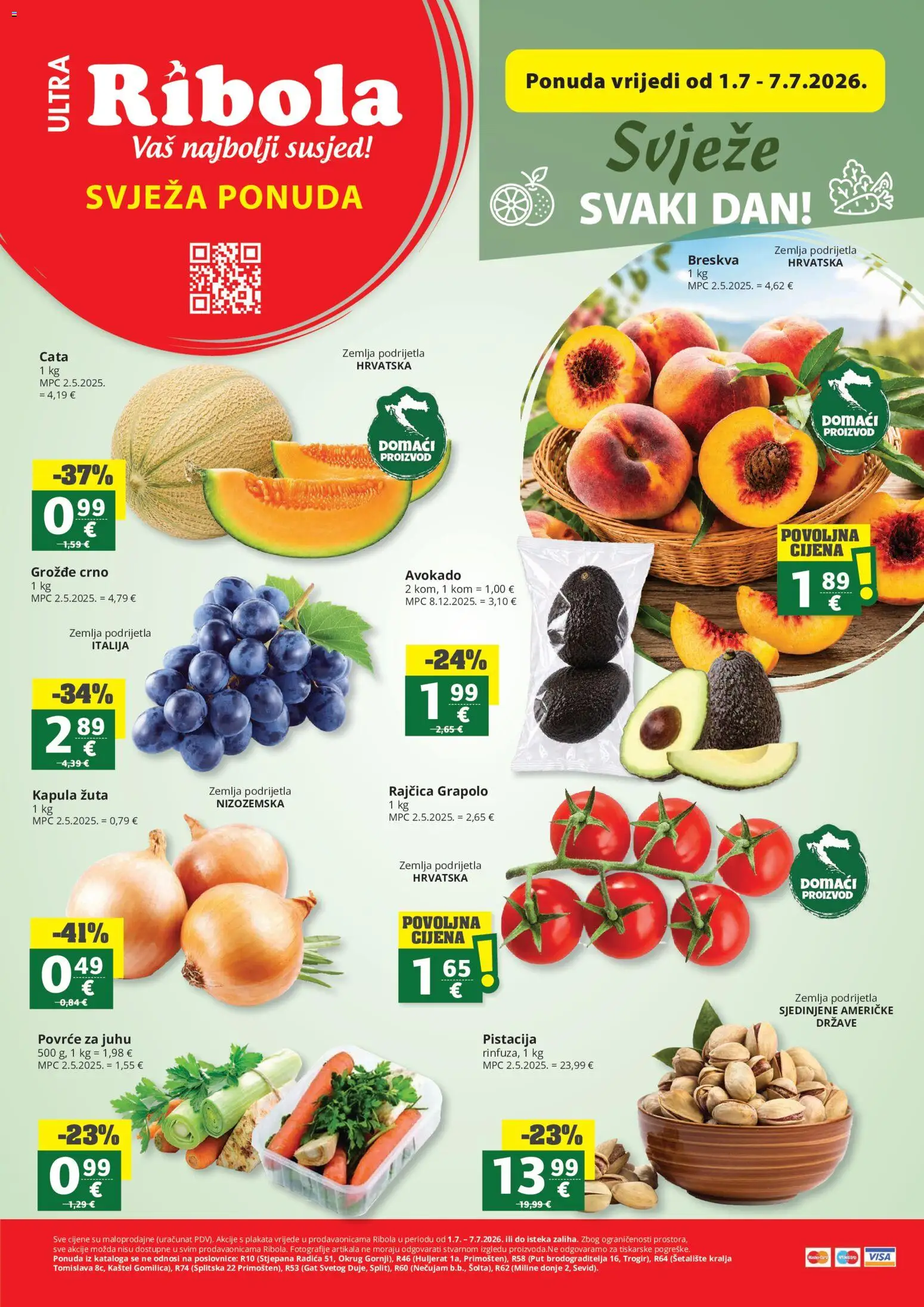 Ribola katalog | vrijedi od 01.07.2026 | Stranica: 1 | Proizvodi: Avokado, Povrće, Grožđe, Rajčica