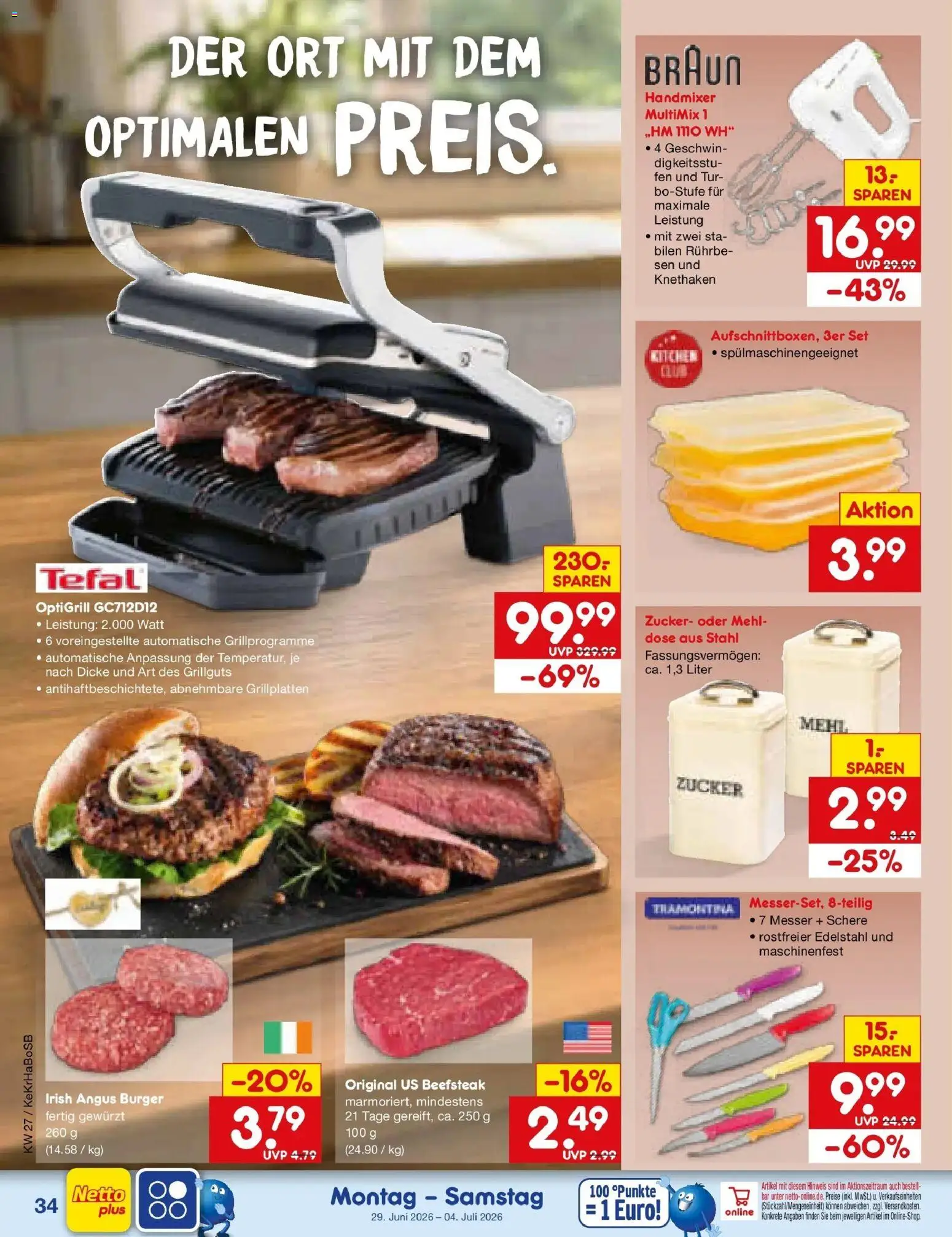 Netto Marken-Discount Prospekt Jüchen – gültig ab 29.06.2026 | Seite: 52 | Produkte: Mehl, Burger, Handmixer, Zucker