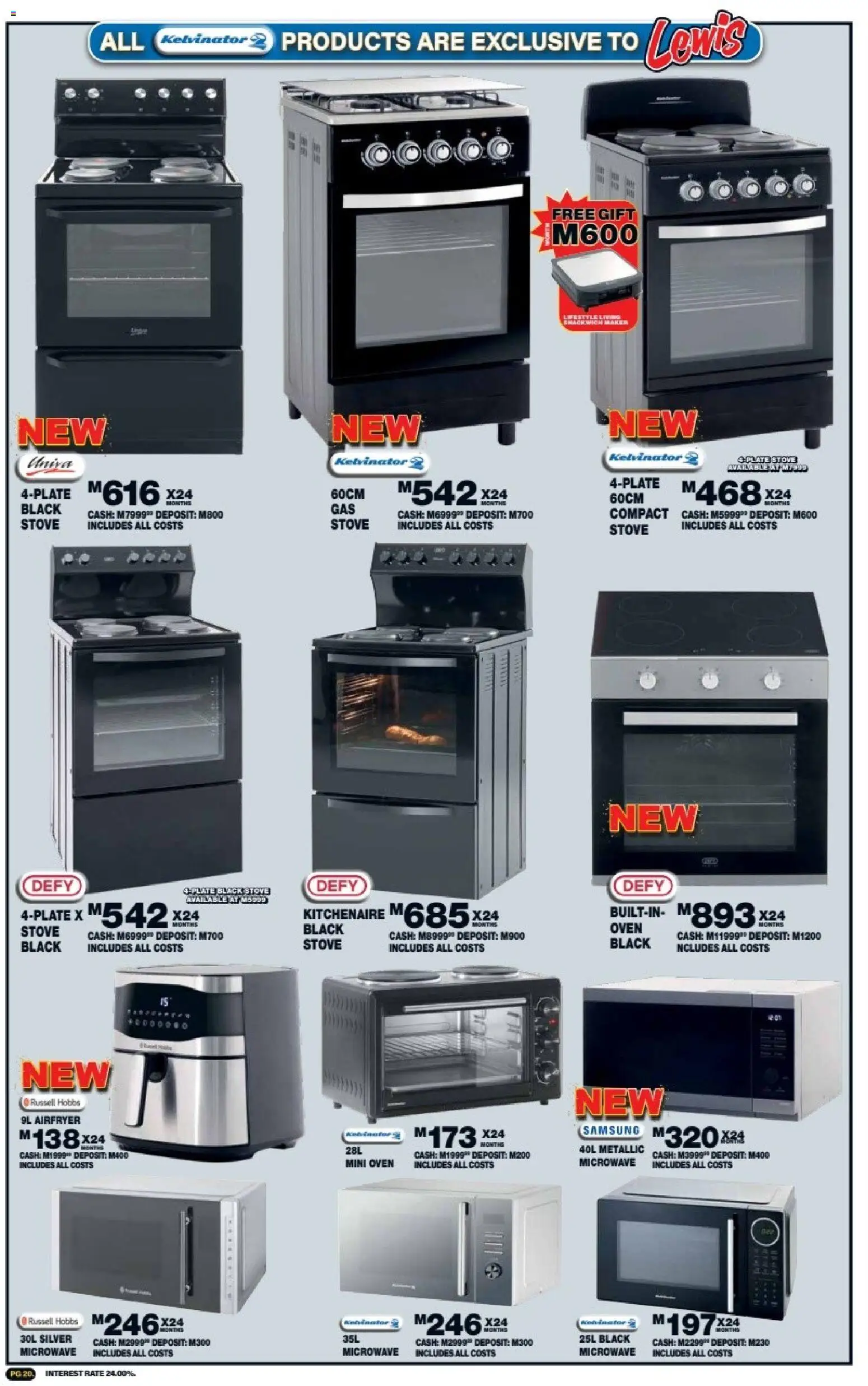 New Lewis Stores catalogue – valid from 05/10/2026 | Page: 20 | Products: Oven, Stove, Microwave