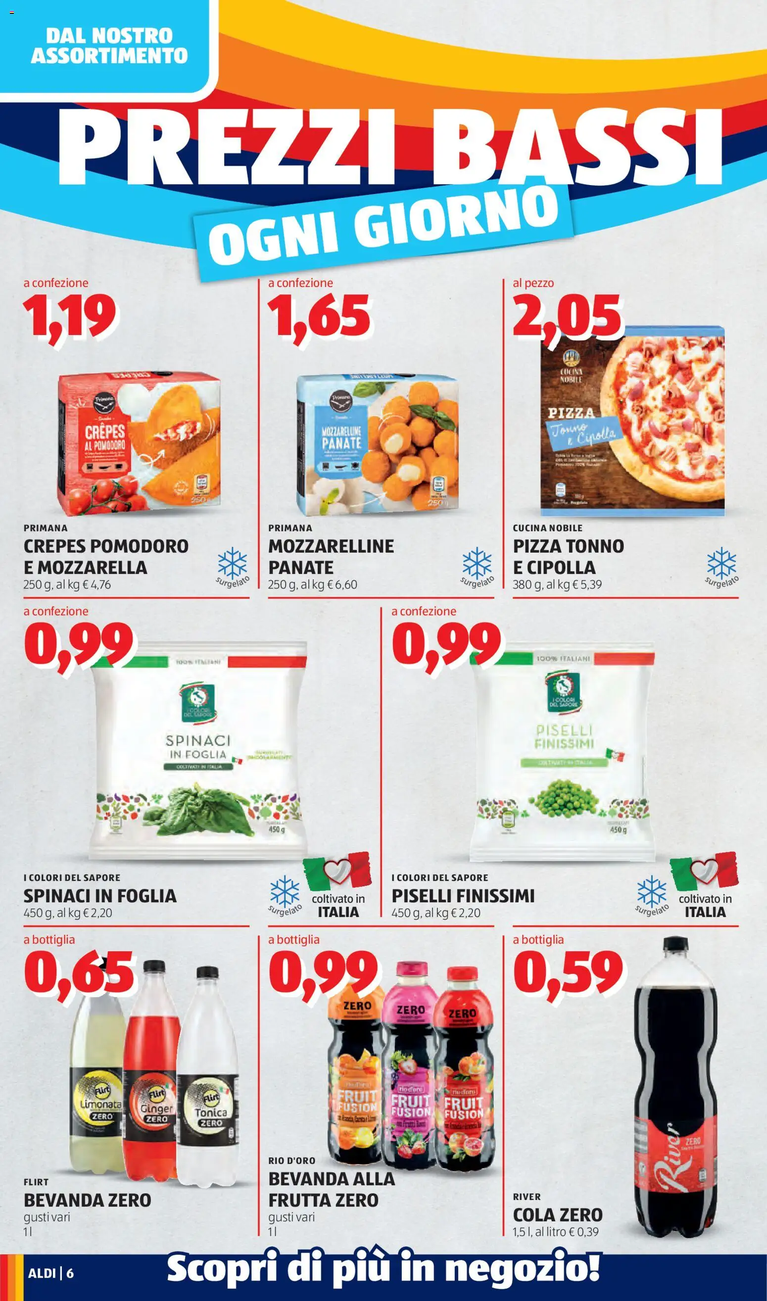 Volantino Aldi del 27/07/2026 | Pagina: 6 | Prodotti: Limonata, Frutta, Mozzarella, Pomodoro