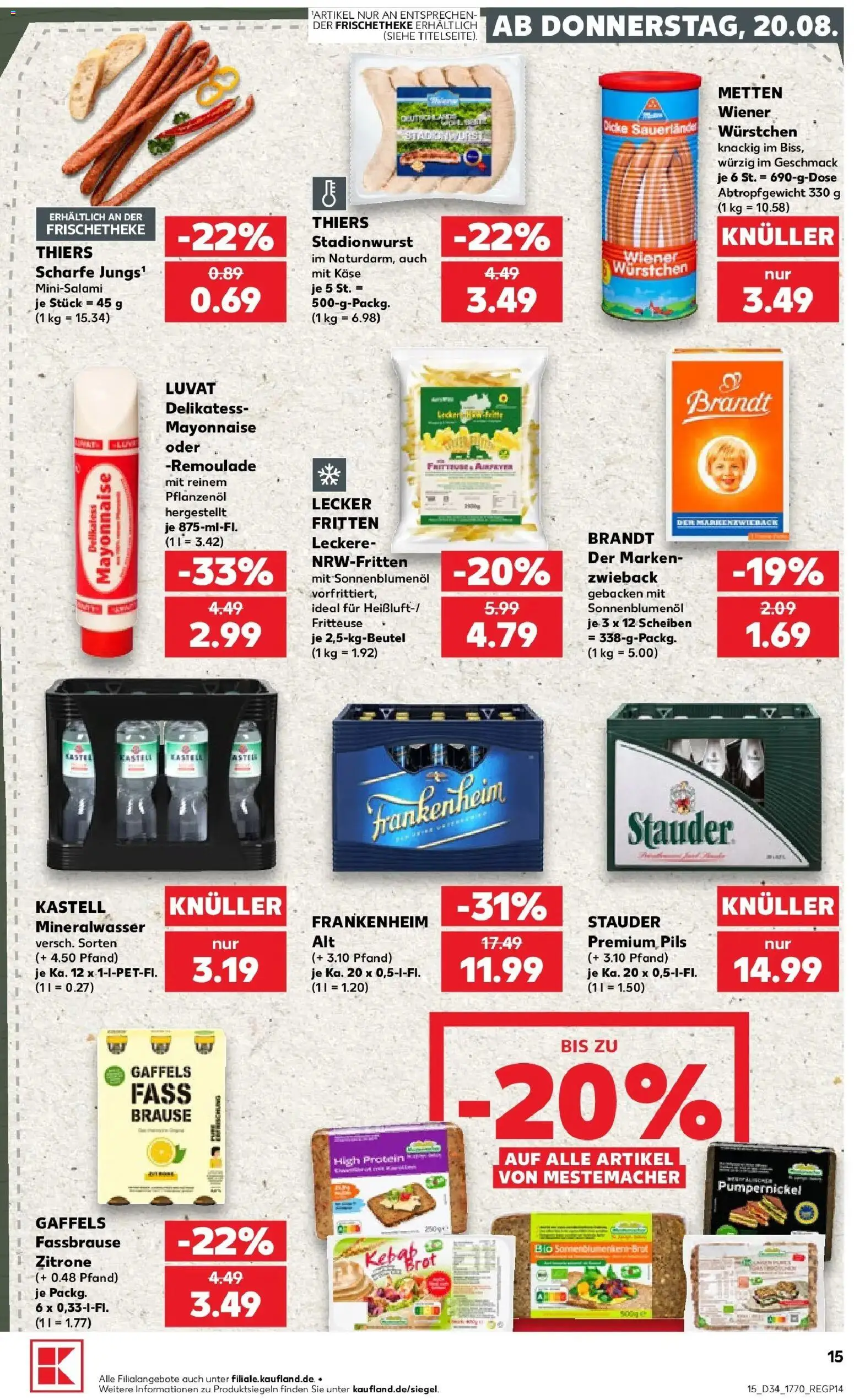 Prospekt Kaufland ab 20.08.2026 » Angebote Online zum Blättern | Seite: 15 | Produkte: Pils, Mayonnaise, Zitrone, Fassbrause