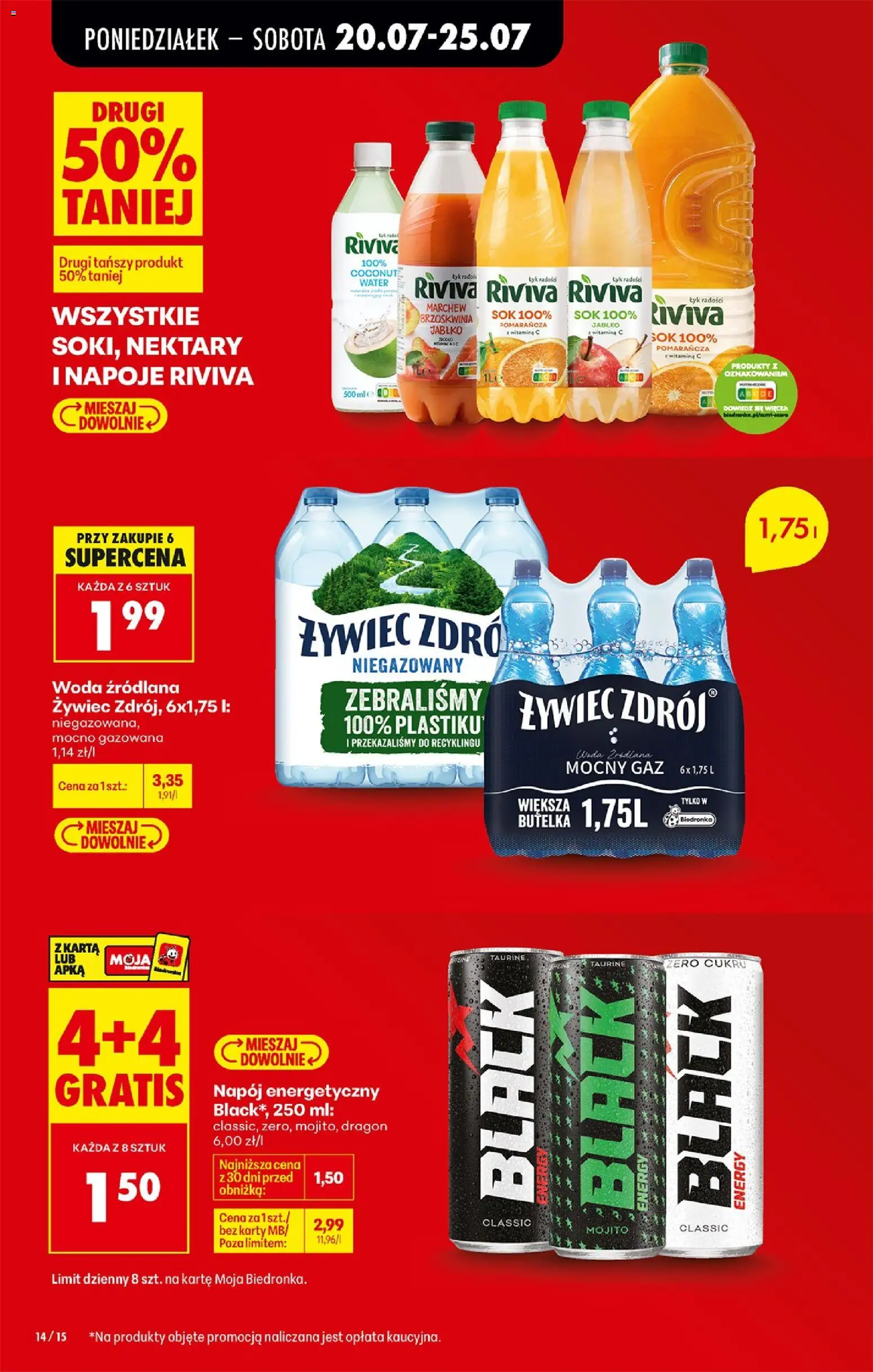 Biedronka gazetka od poniedziałku od 20.07.2026 | Strona: 16 | Produkty: Brzoskwinia, Karta, Sok, Woda