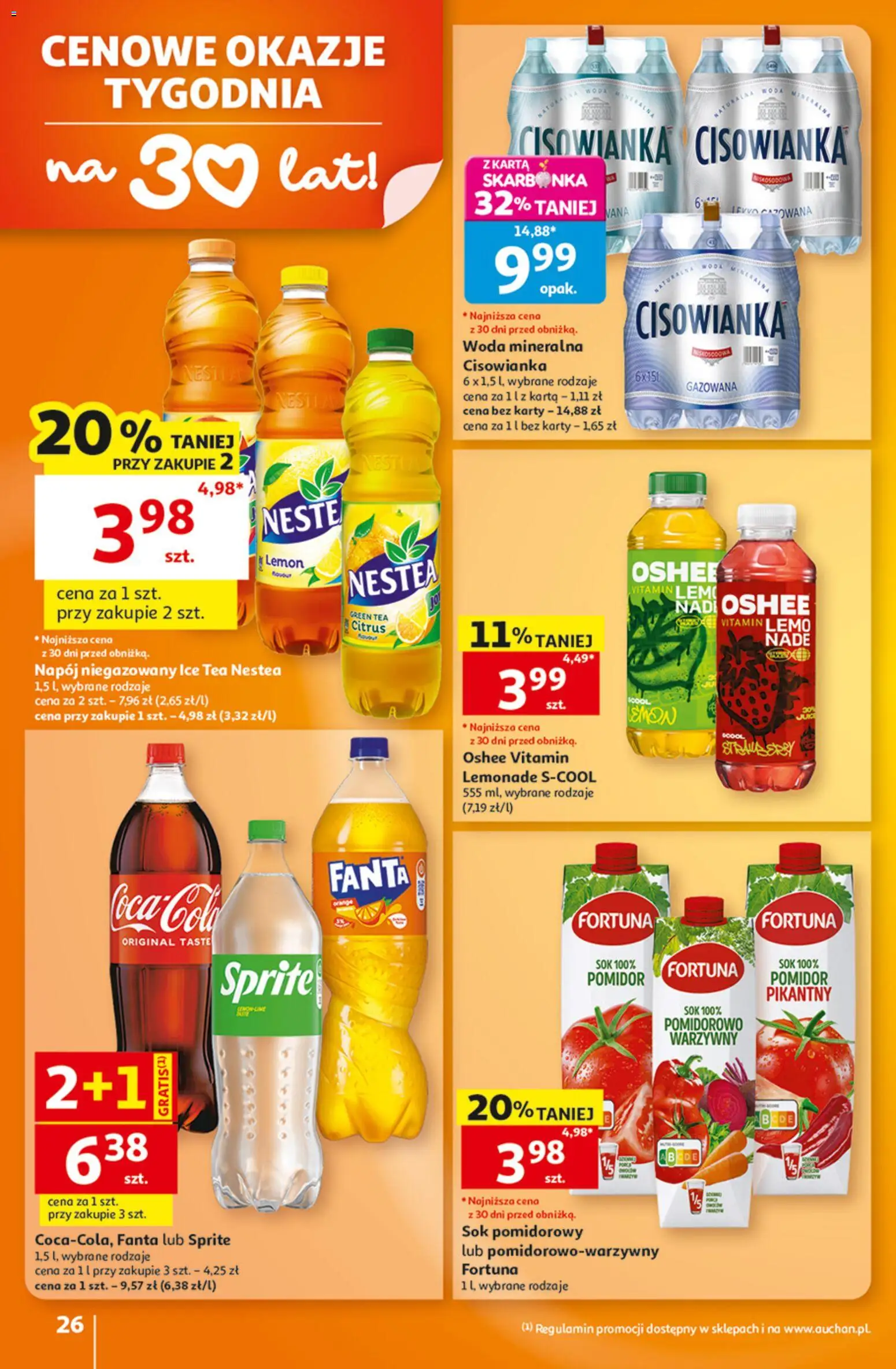 Auchan gazetka - Hipermarket od 08.10.2026 | Strona: 26 | Produkty: Ice Tea, Sok pomidorowy, Pomidor, Oshee