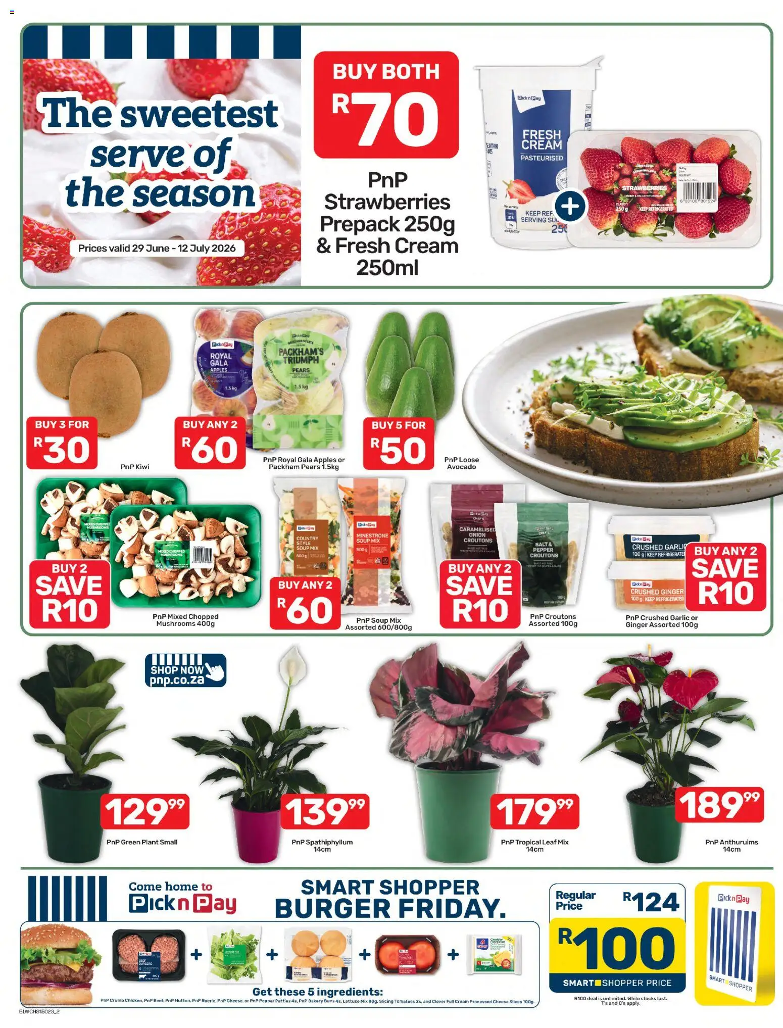 New Pick n Pay catalogue – valid from 29/06/2026 | Page: 2 | Products: Bakery, Buns, Kiwi, Garlic
