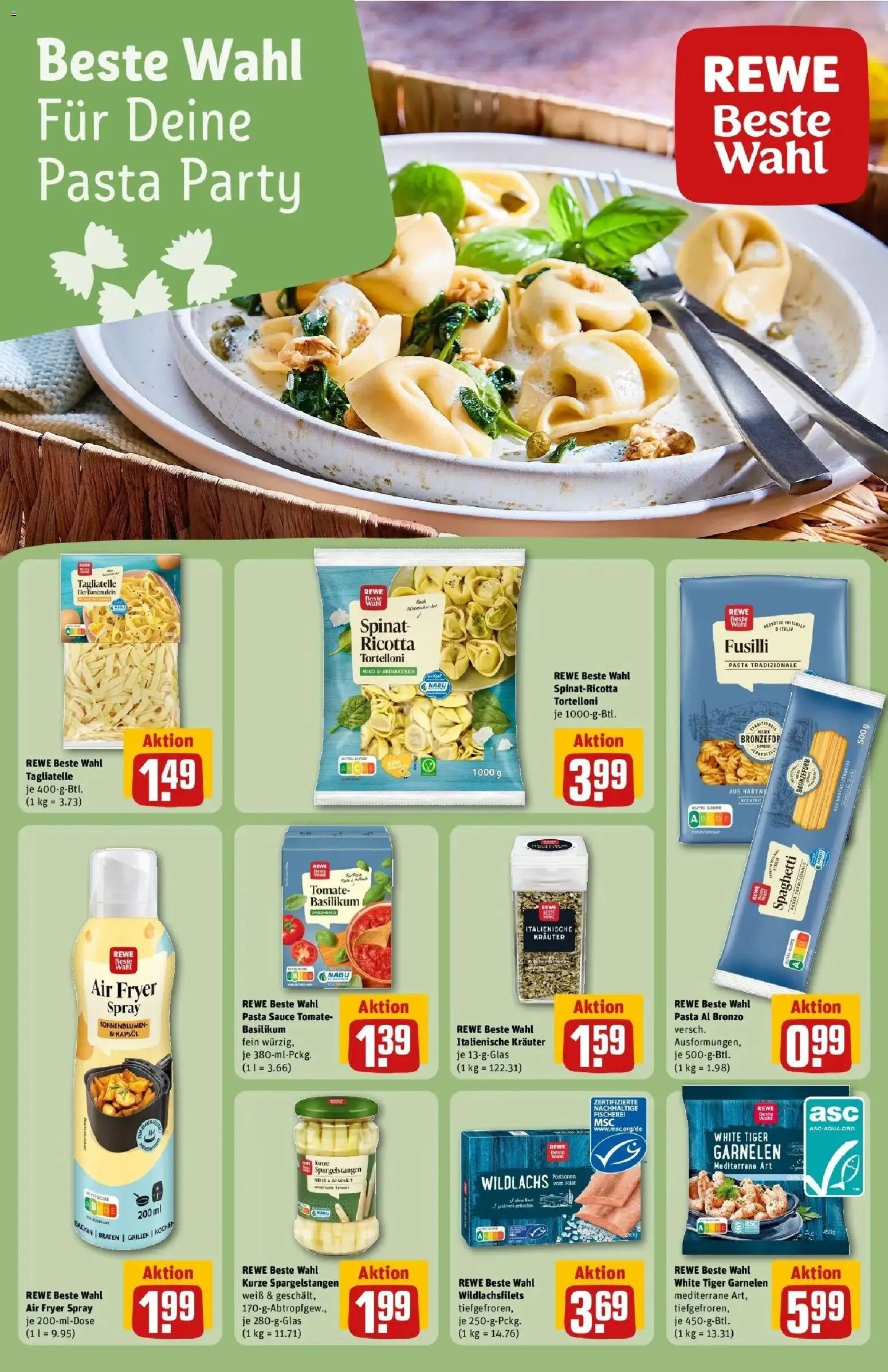 REWE Prospekt ab 28.09.2026 zum Blättern » Angebote | Seite: 29 | Produkte: Spaghetti, Garnelen, Pasta, Tiger garnelen