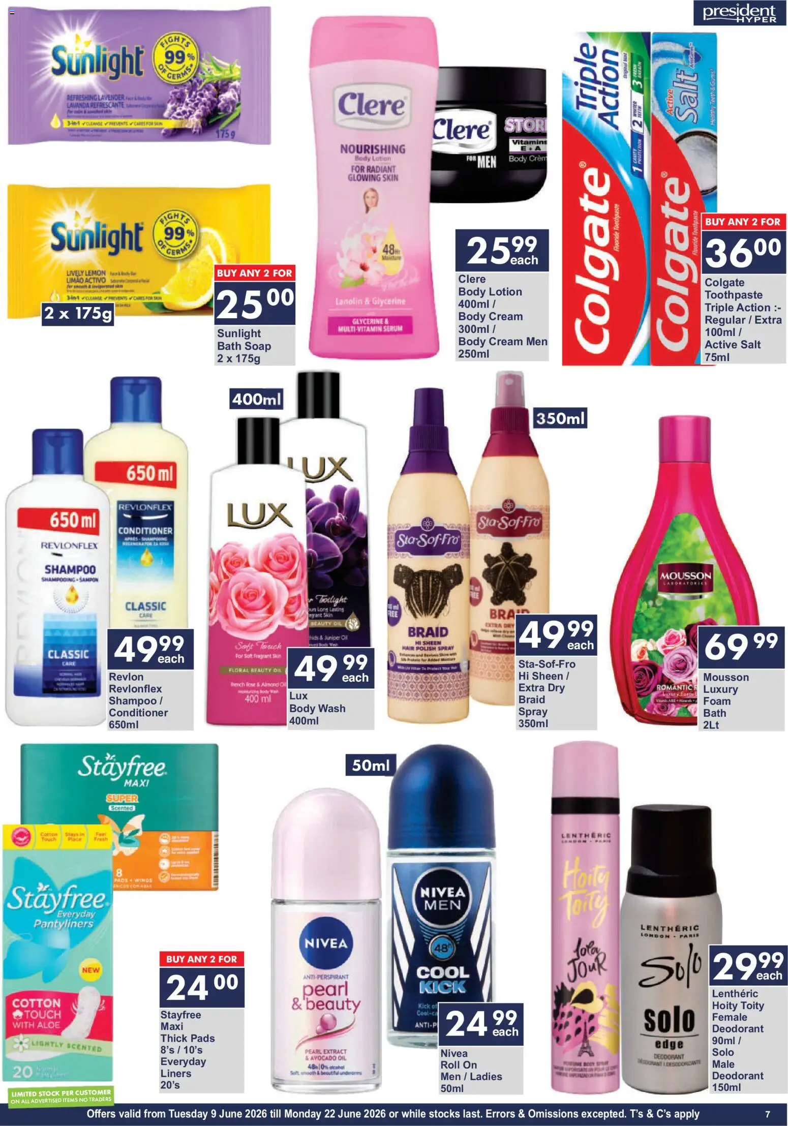 New President Hyper catalogue – valid from 09.06.2026 | Page: 7 | Products: Vitamins, Oil, Body cream, Salt