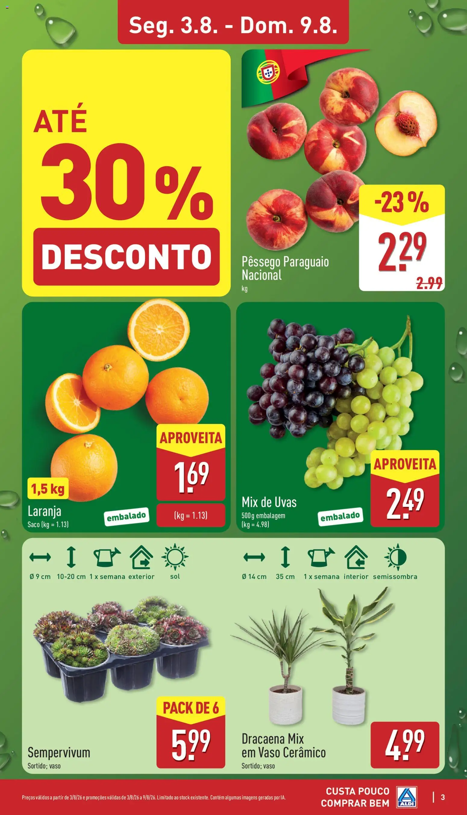 Aldi folheto │ válido de 03/08/2026 | Página: 3 | Produtos: Vaso, Uvas