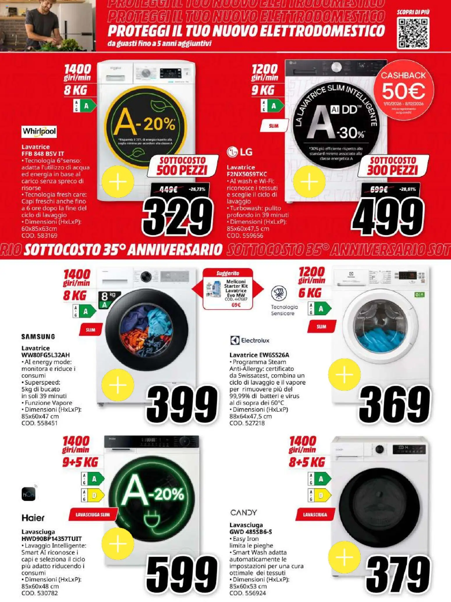 Volantino Media World del 06/10/2026 | Pagina: 30 | Prodotti: Lavasciuga, Acqua, Lavatrice, Samsung