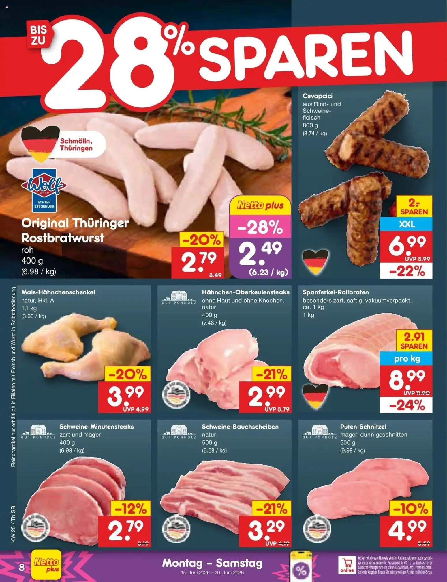 Netto Marken-Discount Prospekt Pirna – gültig ab 14.06.2026 | Seite: 10 | Produkte: Cevapcici, Putenschnitzel, Wurst, Fleisch