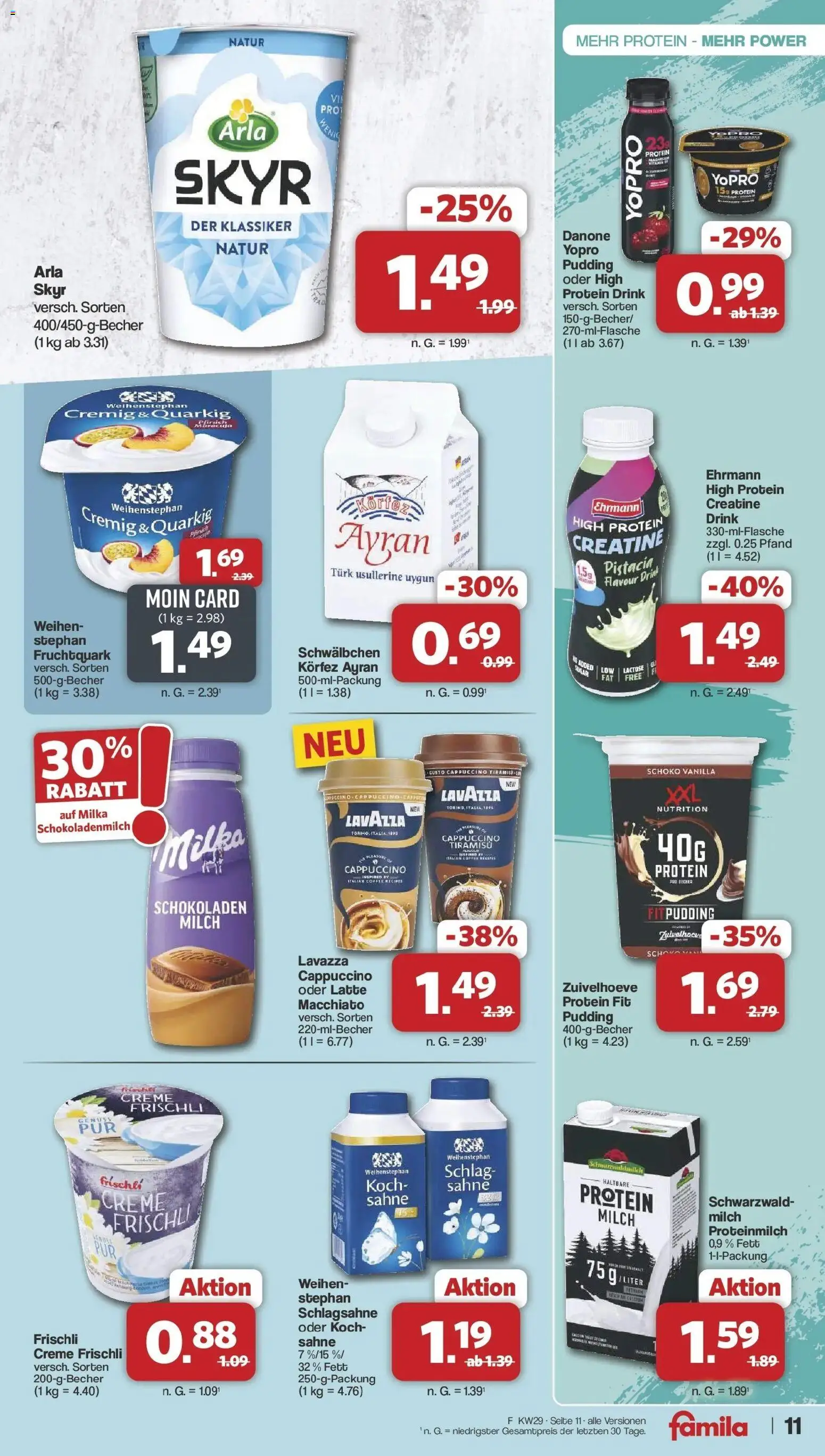 Famila Nordwest Prospekt Zeven – gültig ab 13.07.2026 | Seite: 11 | Produkte: Lavazza, Schlagsahne, Milka, Pudding