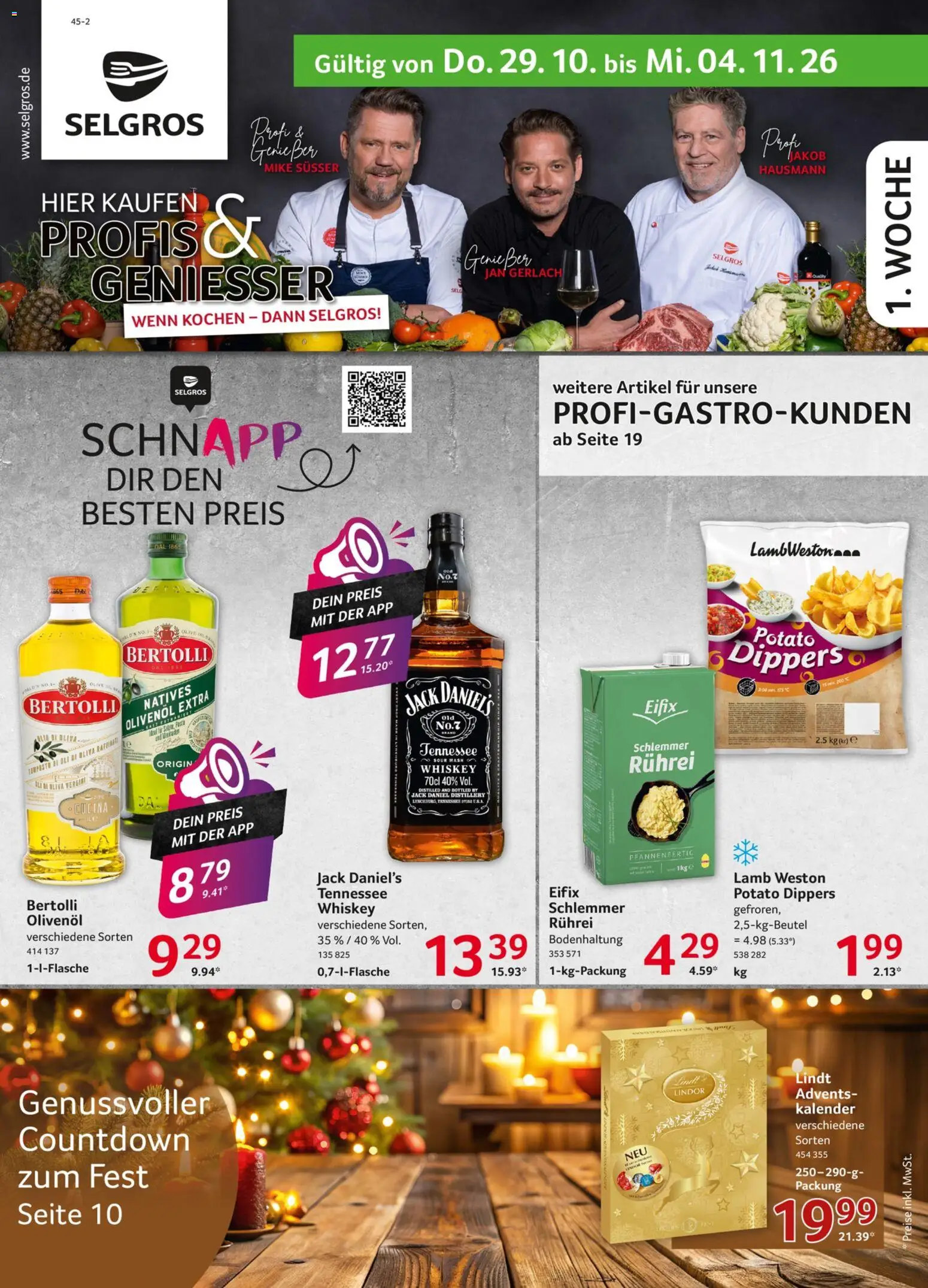 Selgros Prospekt – gültig ab 29.10.2026 | Seite: 1 | Produkte: Lindor, Pasta, Lindt, Whiskey