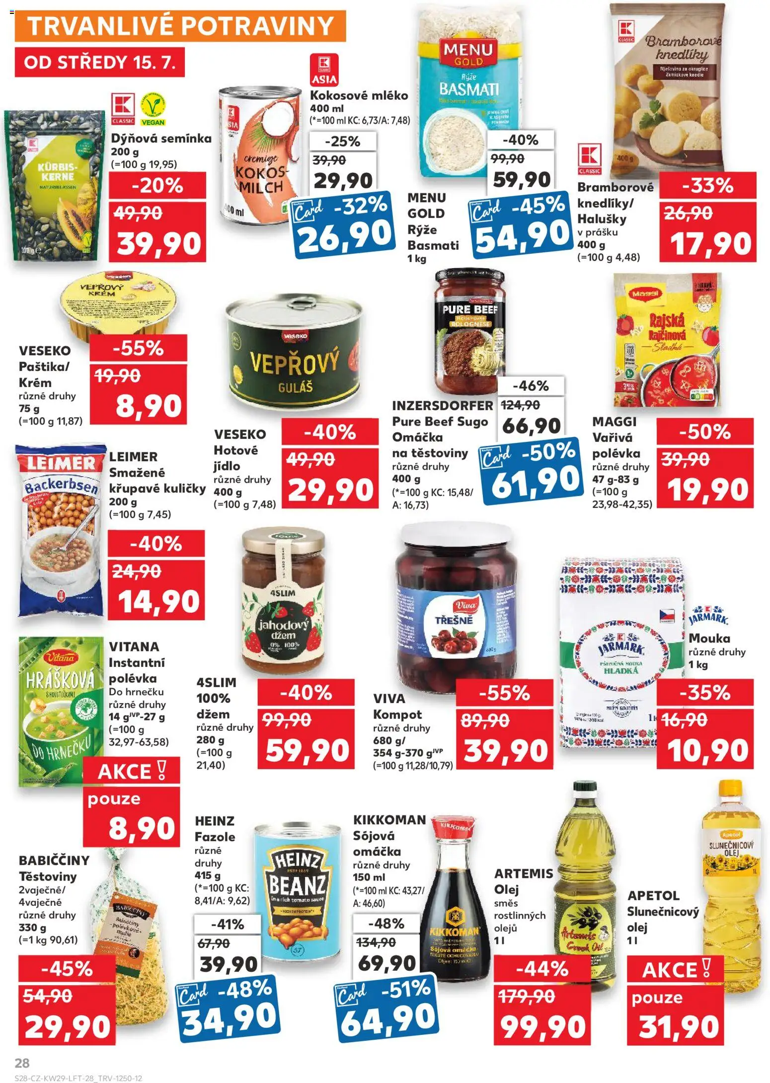 Kaufland leták - Plzeň Bory od 15.07.2026 | Strana: 28 | Produkty: Těstoviny, Basmati, Kuličky, Halušky
