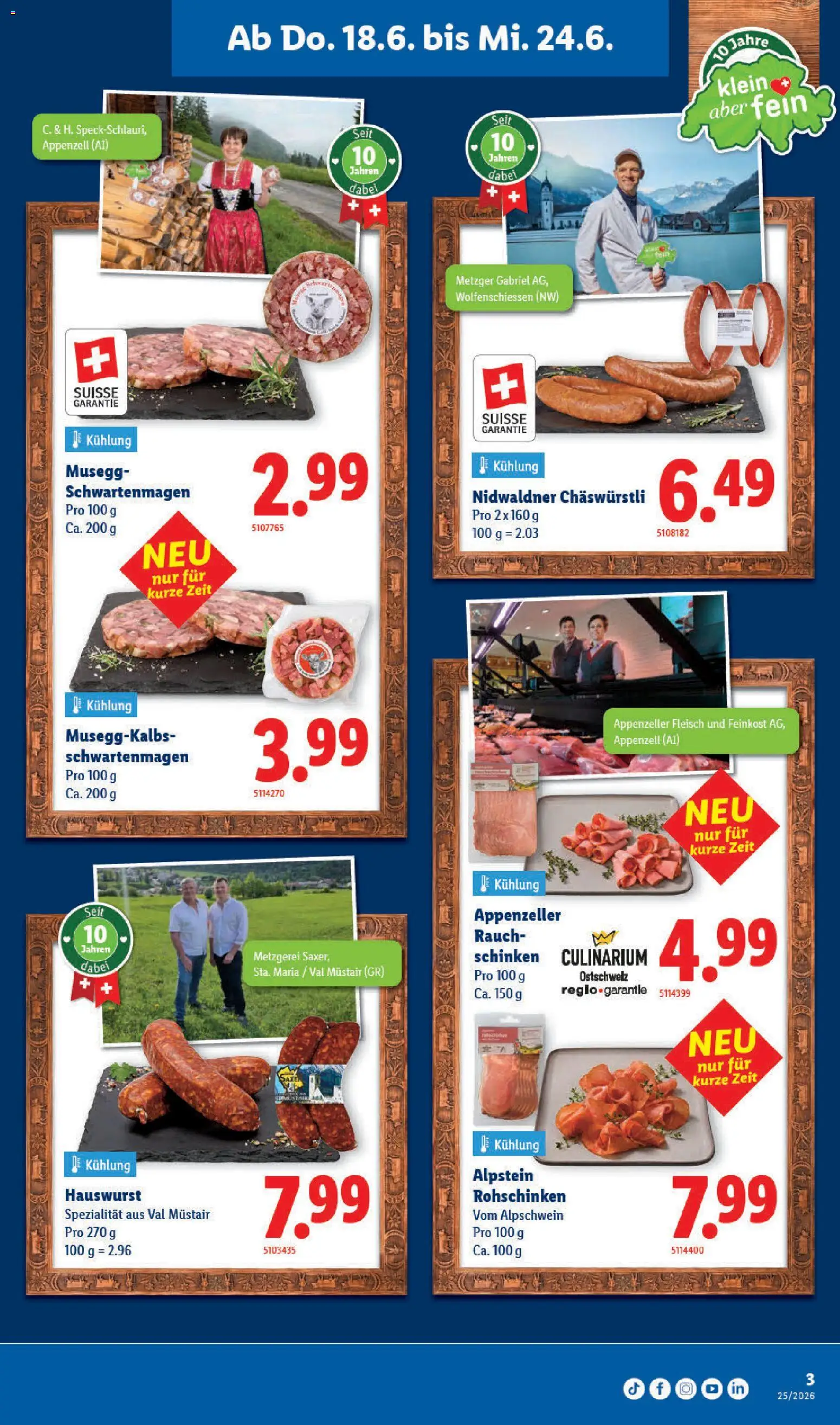 Lidl aktionen Feinste Schweizer Spezialitäten – gültig ab 18.06.2026 | Seite: 3 | Produkte: Schinken
