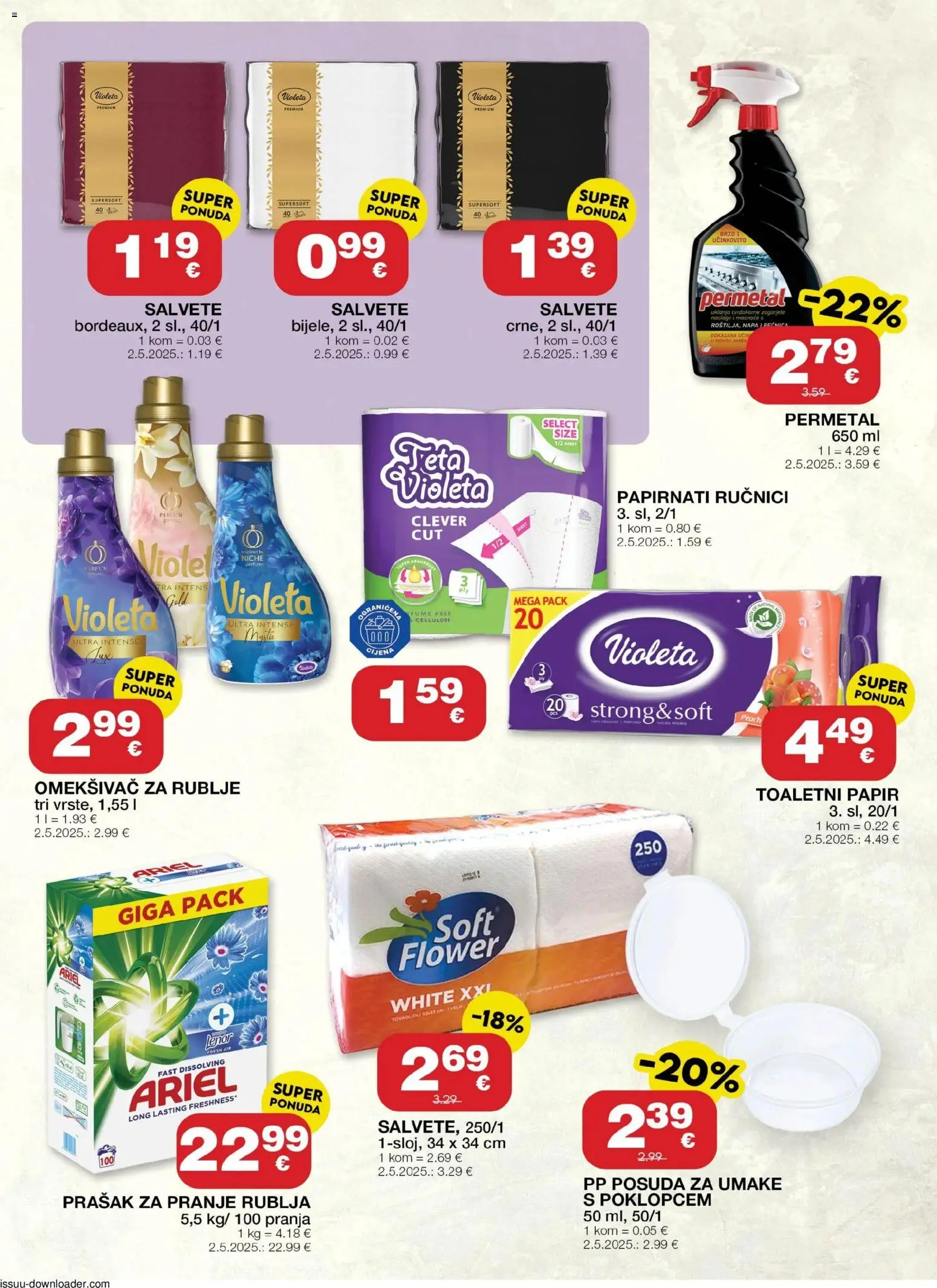 Stanić Diskont katalog | vrijedi od 11.06.2026 | Stranica: 11 | Proizvodi: Omekšivač, Salvete, Toaletni papir, Violeta