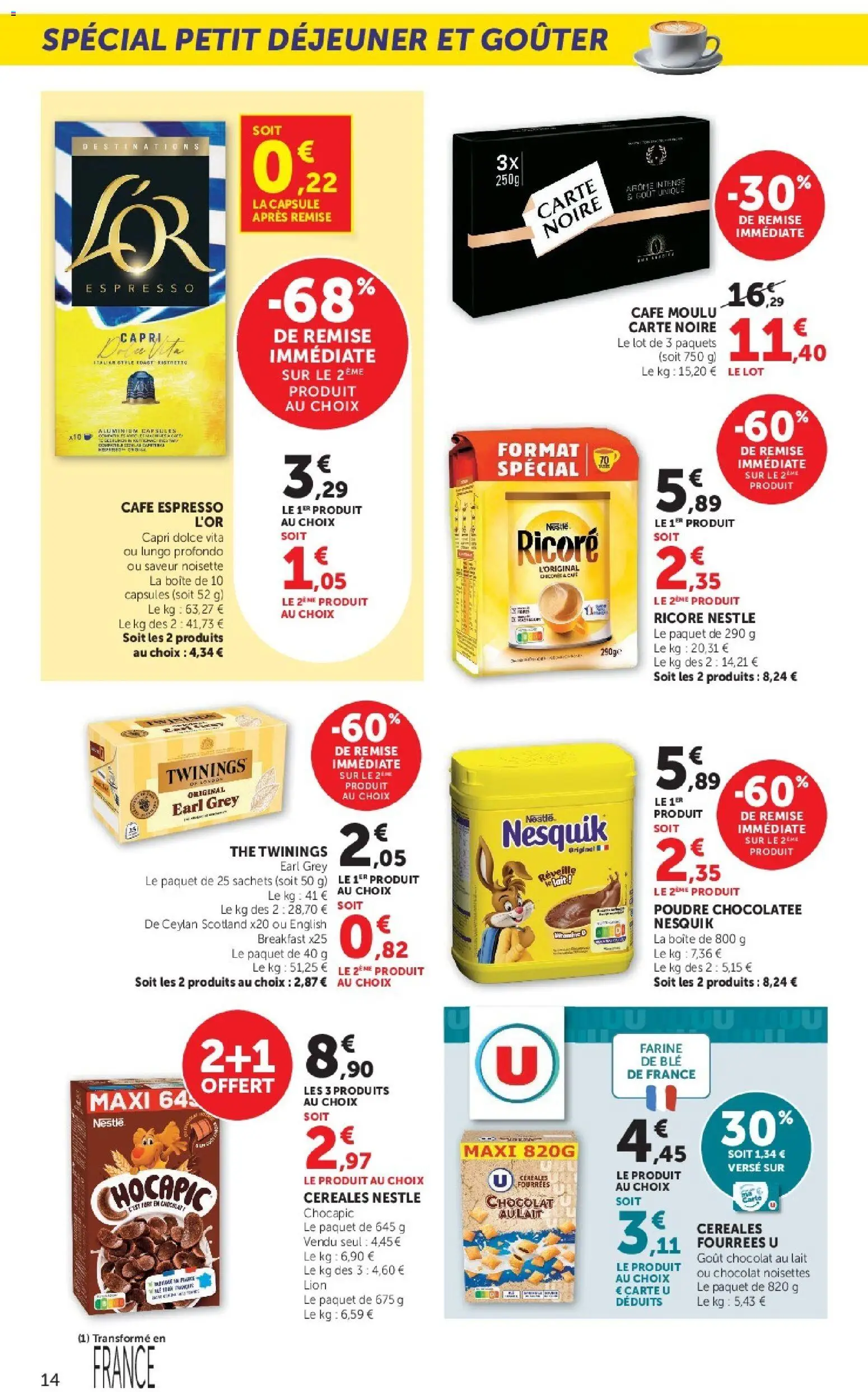 {H1} | Page: 14 | Produits: Farine de ble, Chocapic, Chocolat, Céréales