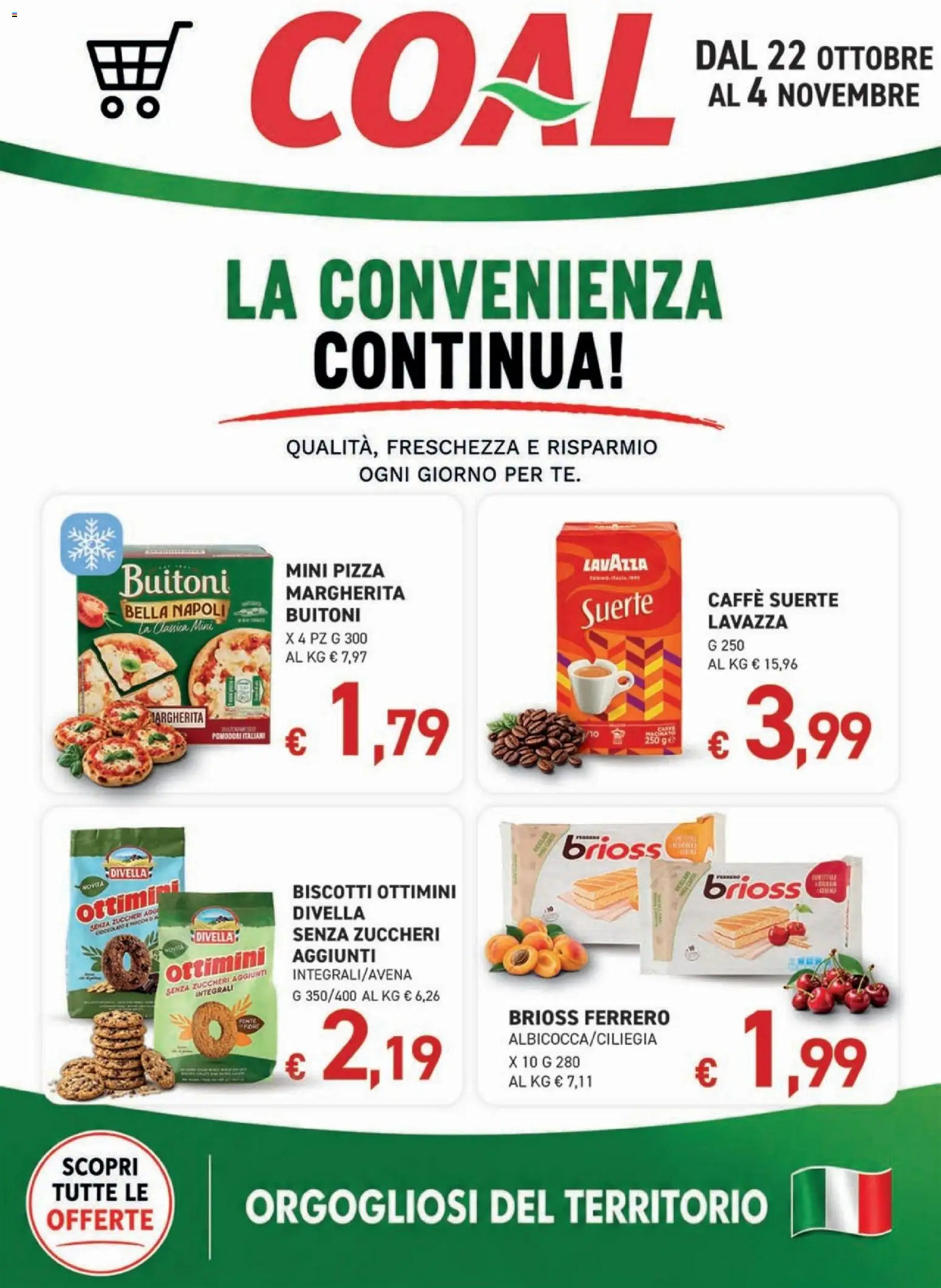 Volantino Coal del 22/10/2026 | Pagina: 1 | Prodotti: Caffè, Pizza, Lavazza, Macinato