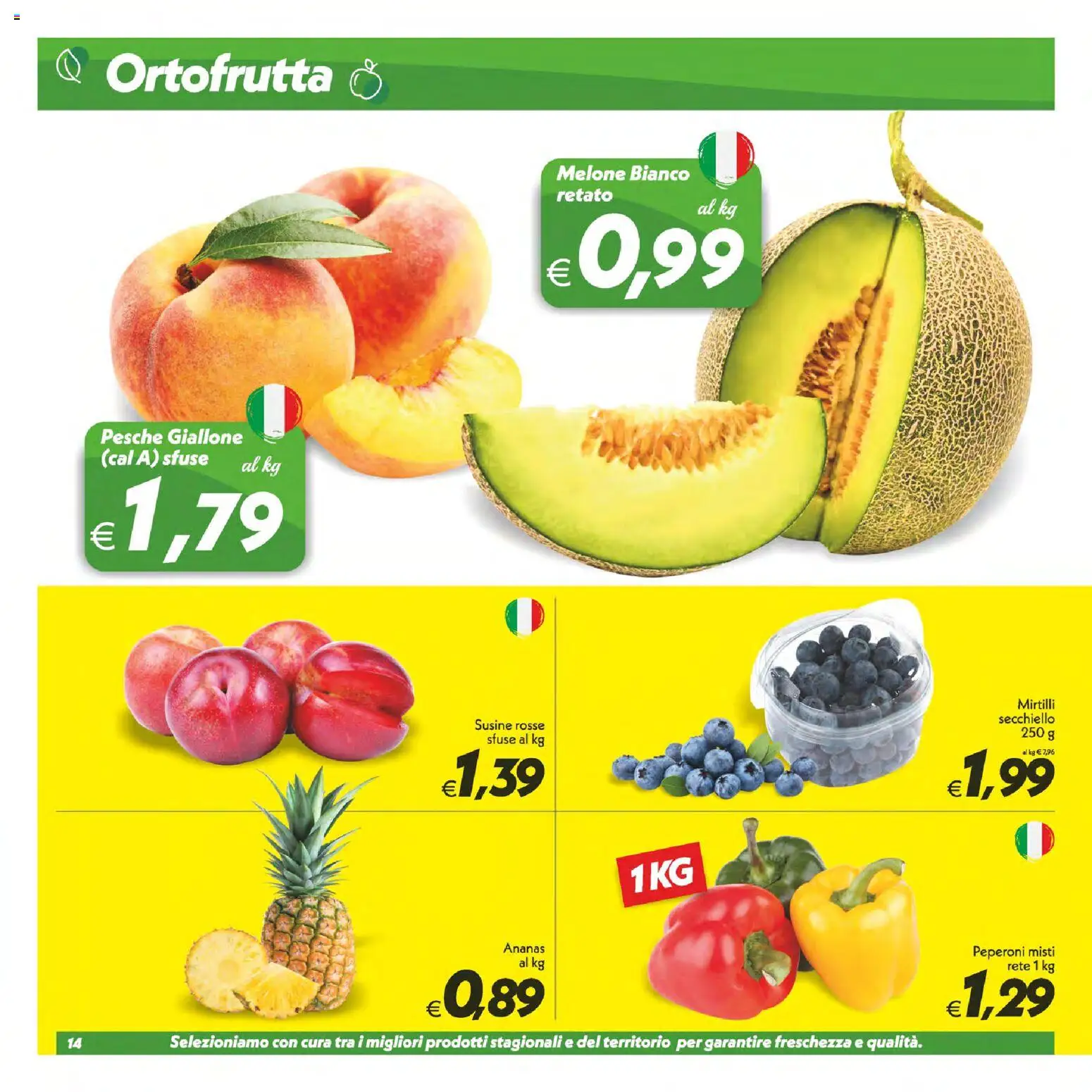 Volantino SuperConveniente del 23/07/2026 | Pagina: 14 | Prodotti: Peperoni, Melone, Mirtilli, Susine