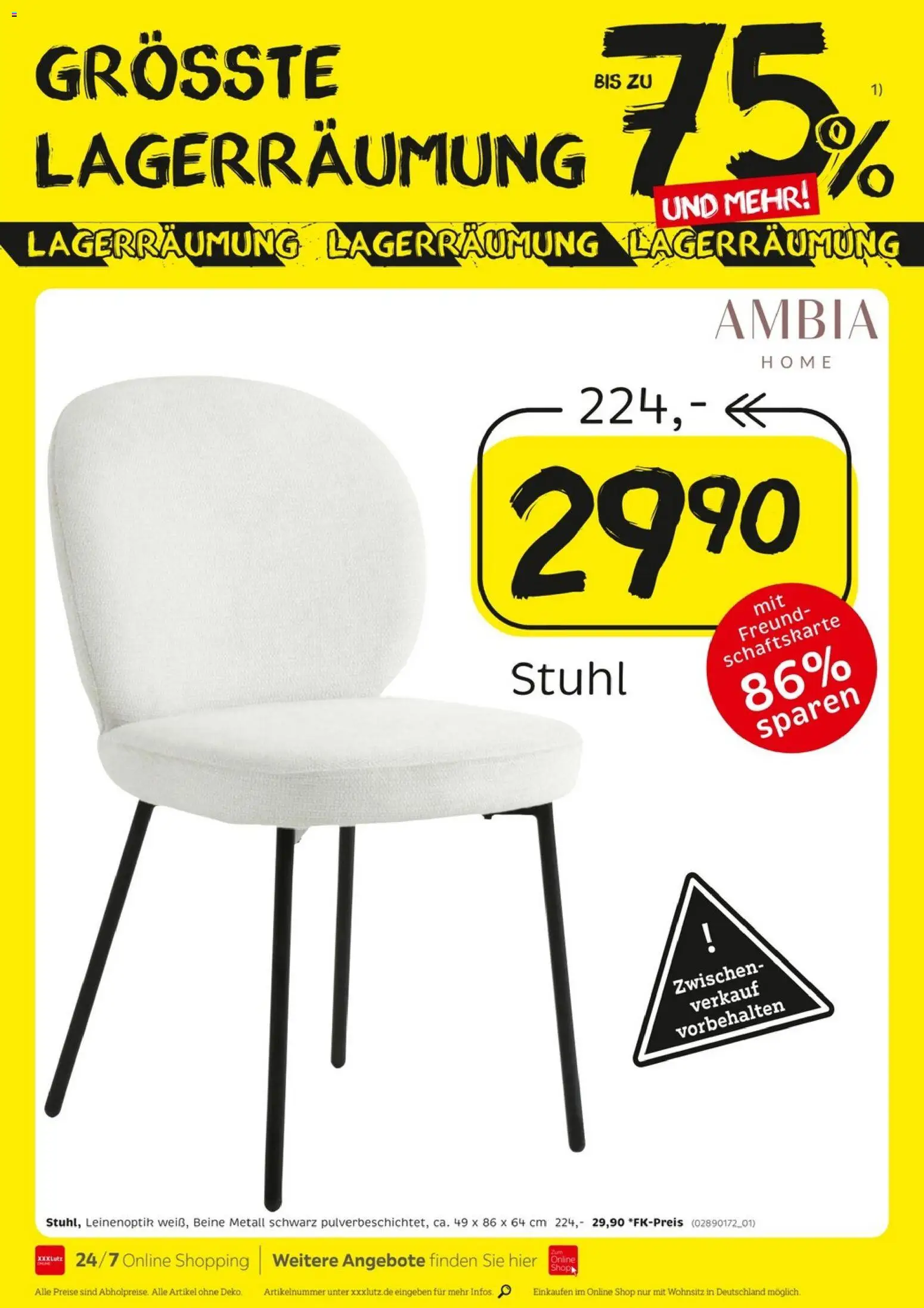 XXXLutz Größte Lagerräumung – gültig ab 15.08.2026 | Seite: 14 | Produkte: Stuhl