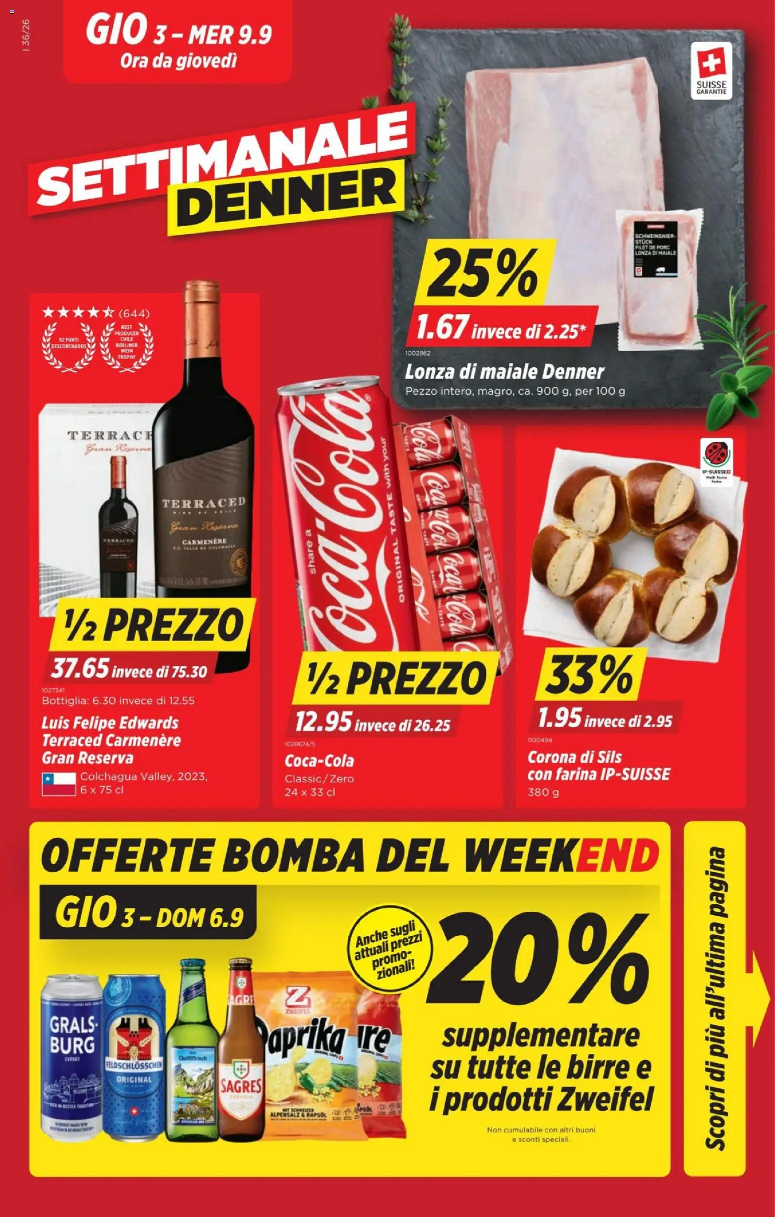 Denner aktionen IT – gültig ab 03.09.2026 | Seite: 1 | Produkte: Coca Cola, Rapsöl, Paprika