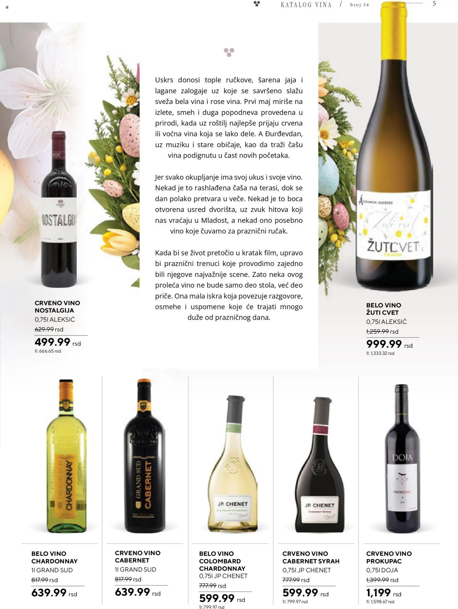 Roda katalog - važi od 09.04.2026 | Strana: 5 | Proizvode: Chardonnay, Belo vino, Jaja, Vino