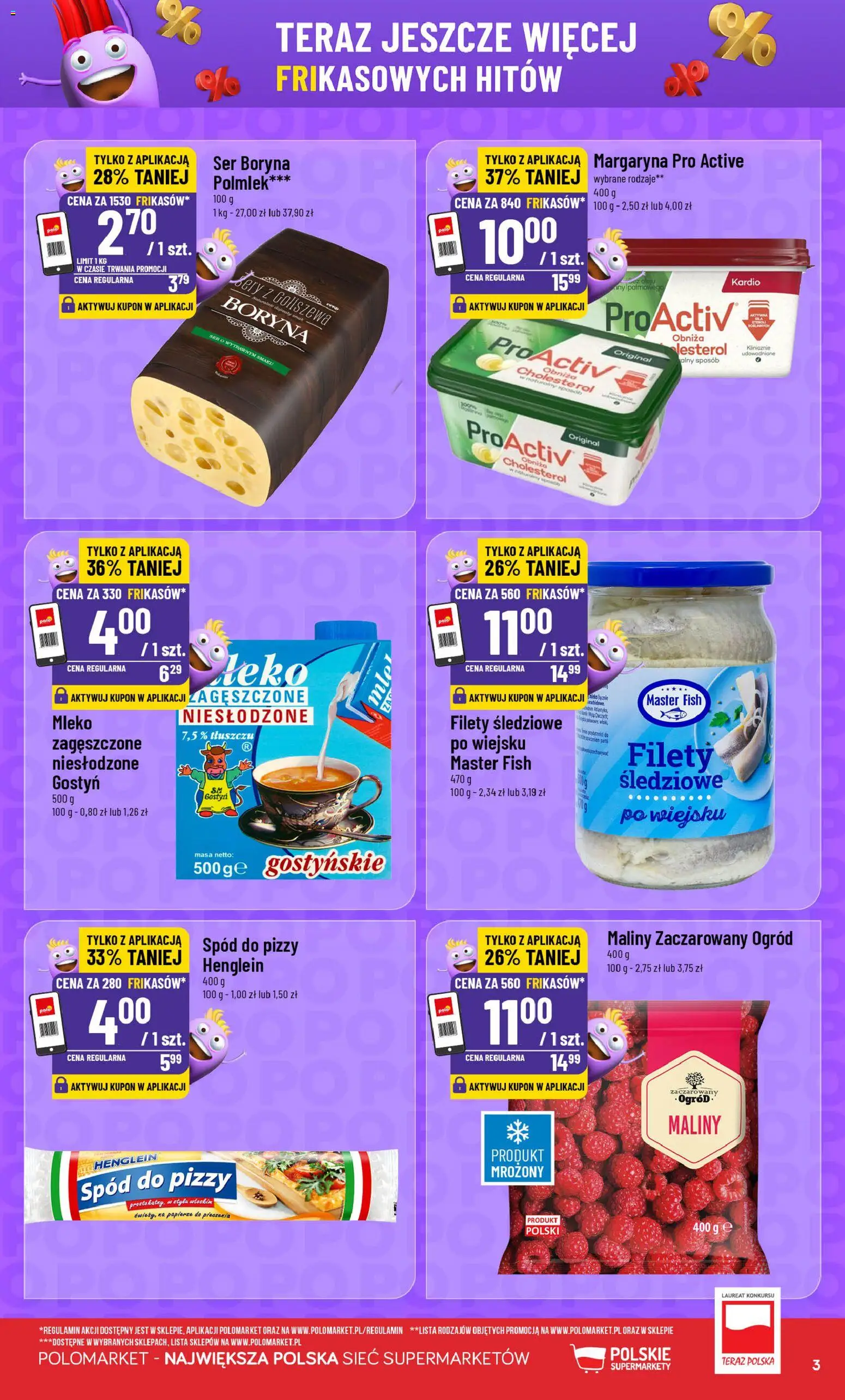 POLOmarket gazetka - Frikasowe Hity od 23.09.2026 | Strona: 3 | Produkty: Spód do pizzy, Margaryna, Mleko, Ser