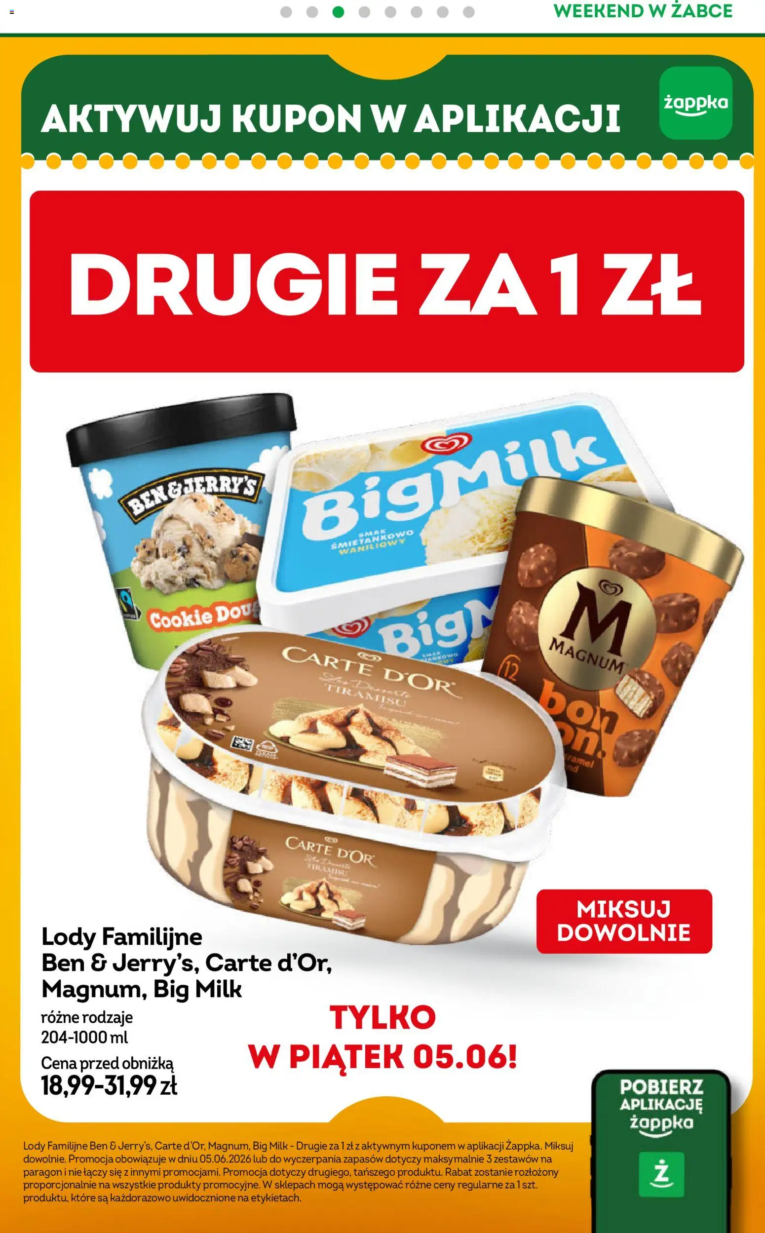 Żabka gazetka - Weekendowe promocje od 05.06.2026 | Strona: 4 | Produkty: Big Milk, Lody