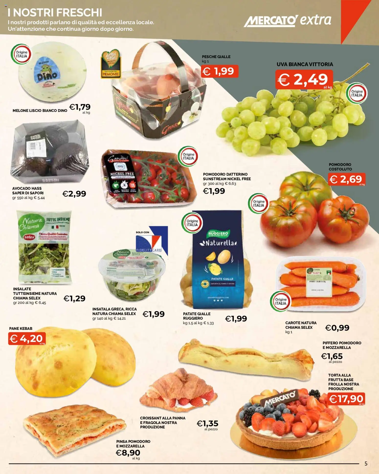 Volantino Mercatò del 03/08/2026 | Pagina: 5 | Prodotti: Panna, Mozzarella, Carote, Torta