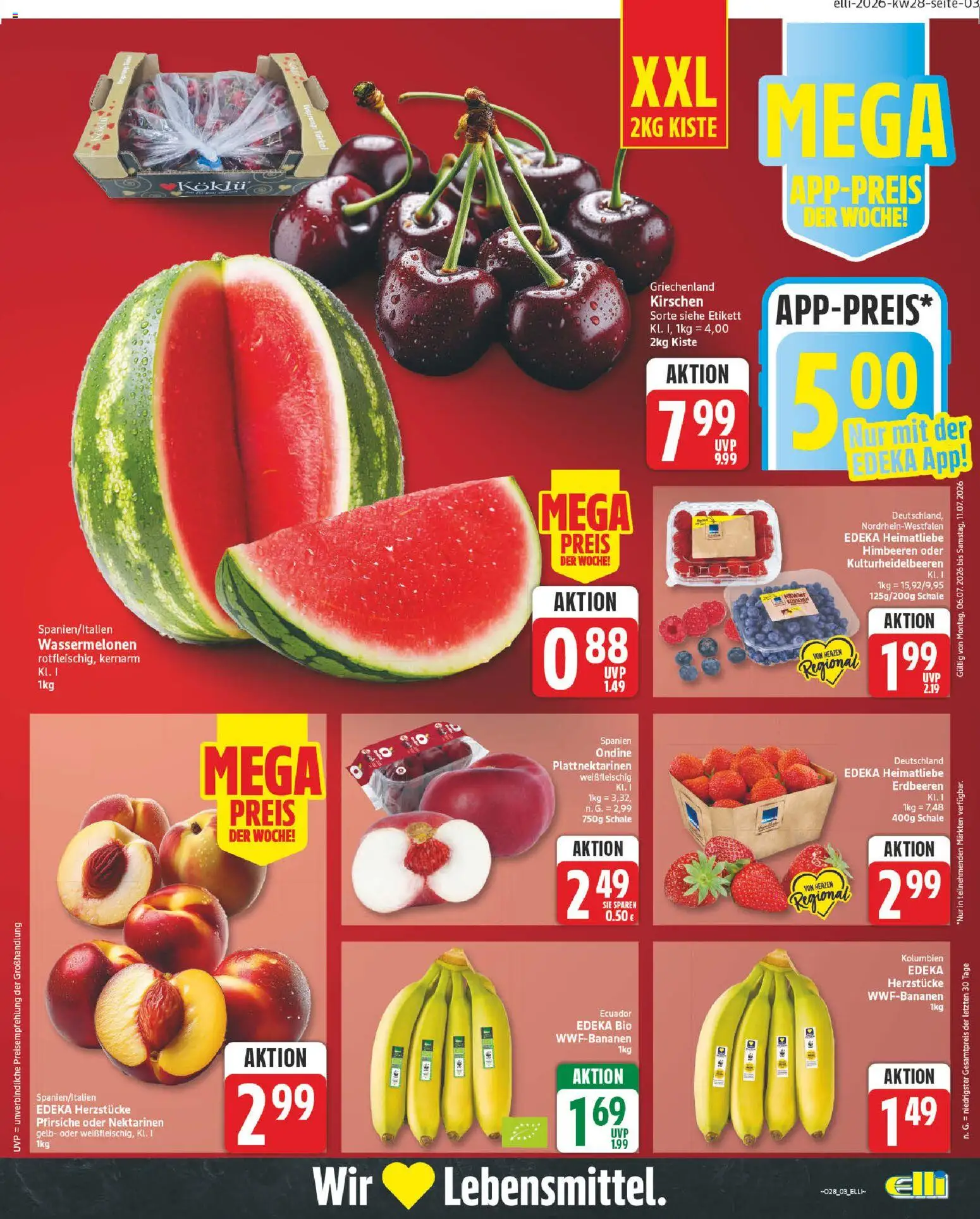 Elli Markt Prospekt Gütersloh – gültig ab 06.07.2026 | Seite: 3 | Produkte: Himbeeren, Nektarinen, Kirschen, Erdbeeren