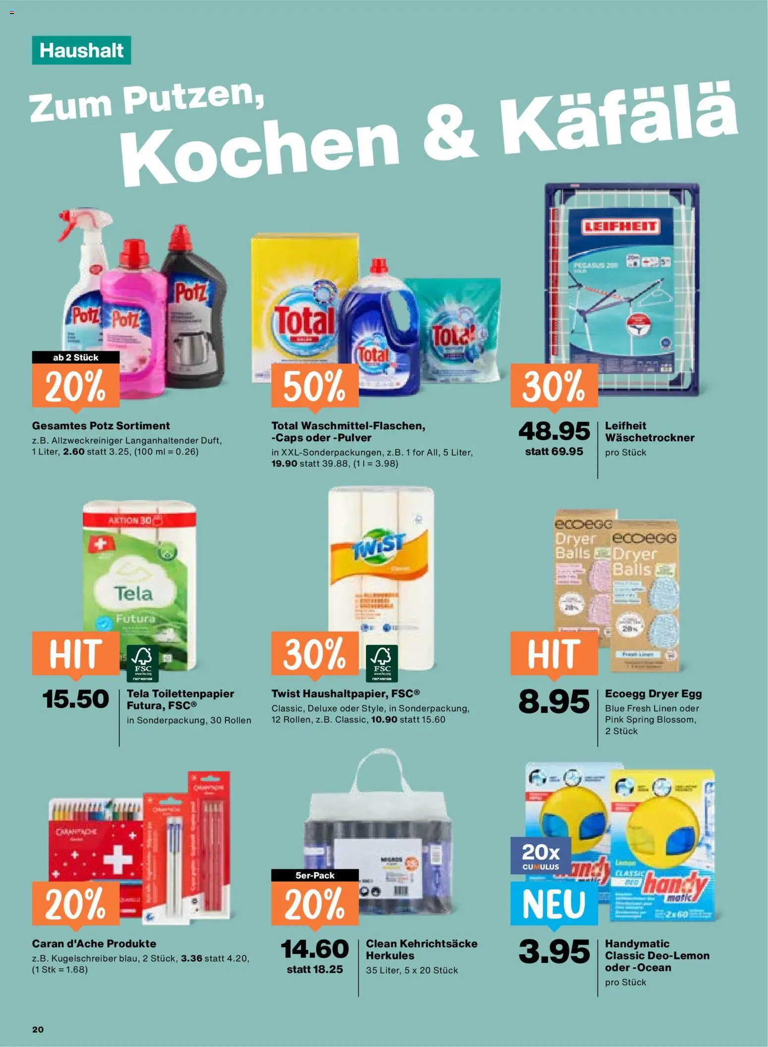 Migros aktionen – gültig ab 11.06.2026 | Seite: 20 | Produkte: Pulver, Deodorant, Toilettenpapier