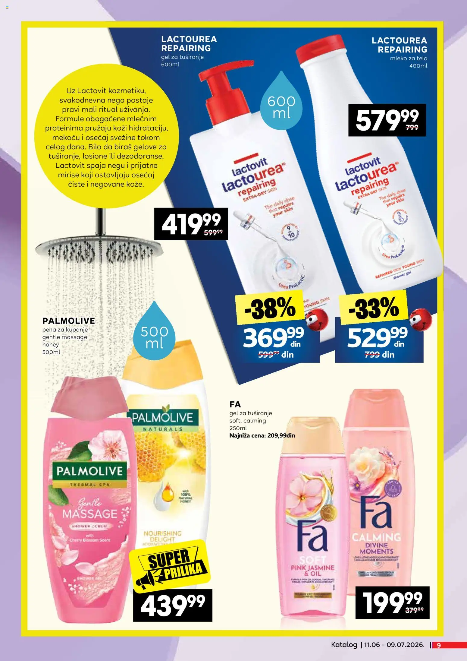 Mercator katalog - važi od 11.06.2026 | Strana: 9 | Proizvode: Palmolive, Mleko, Gel za tuširanje, Pena za kupanje
