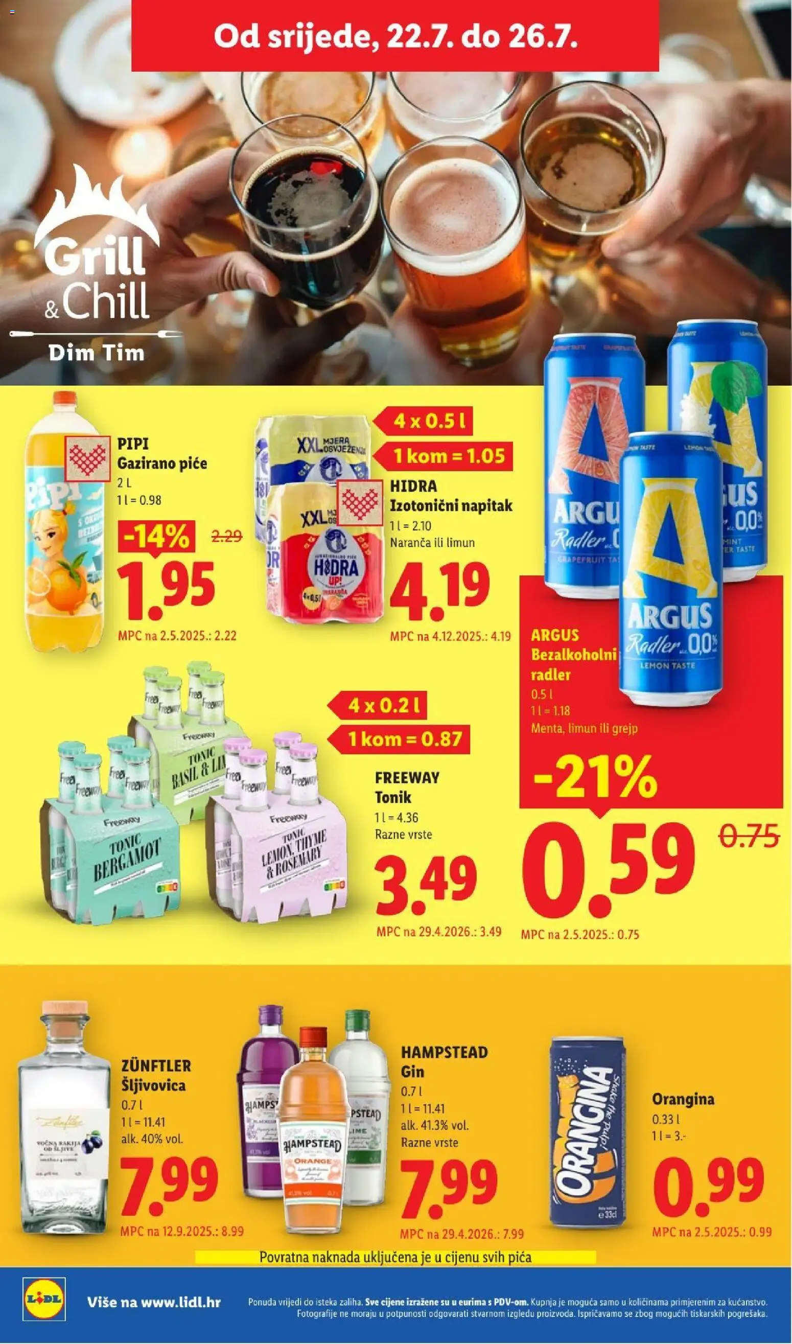 Lidl katalog | vrijedi od 20.07.2026 | Stranica: 60 | Proizvodi: Tonik, Pica, Grejp, Limun